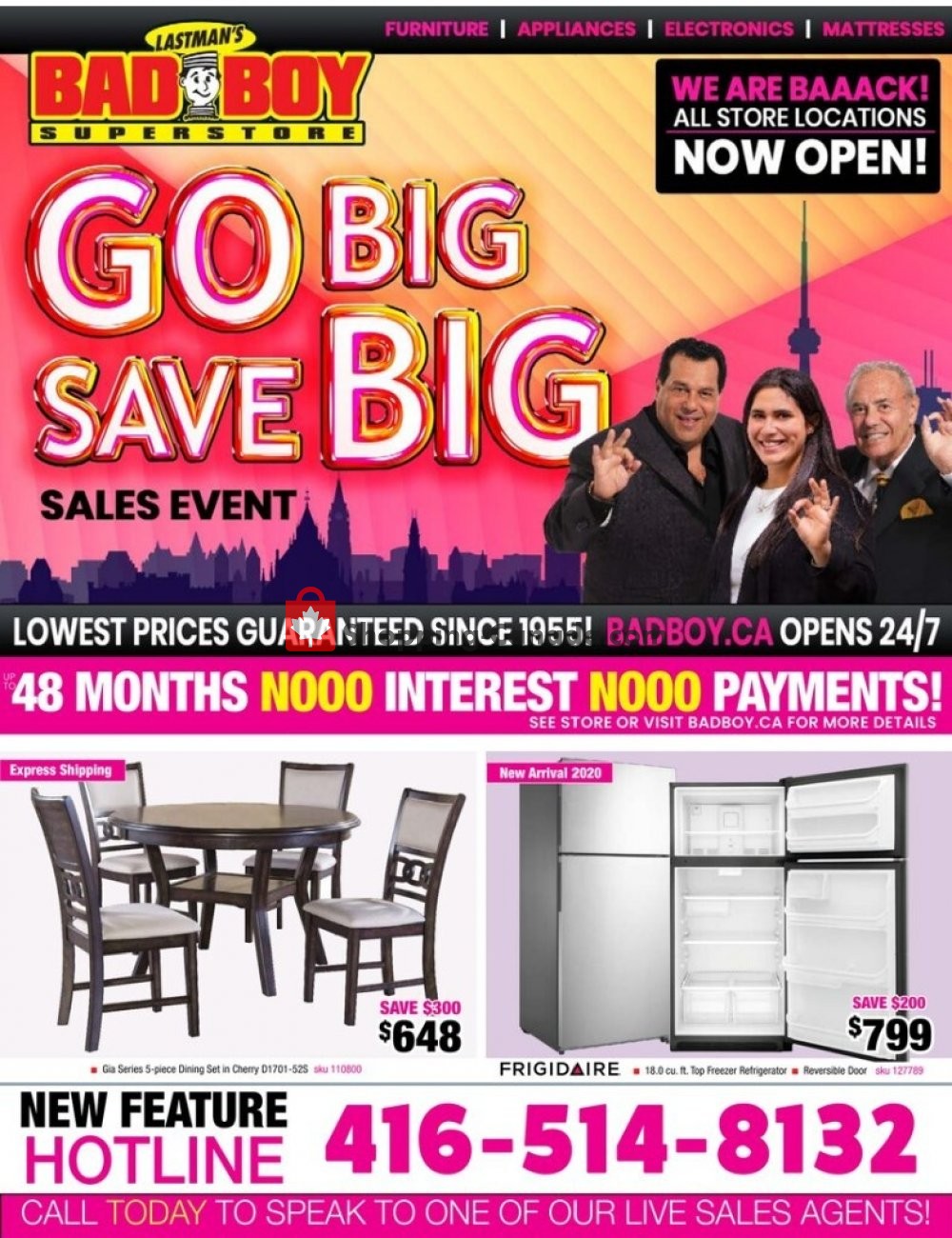 Lastman's Bad Boy Canada, flyer (Go Big Save Big) June 18 July 8