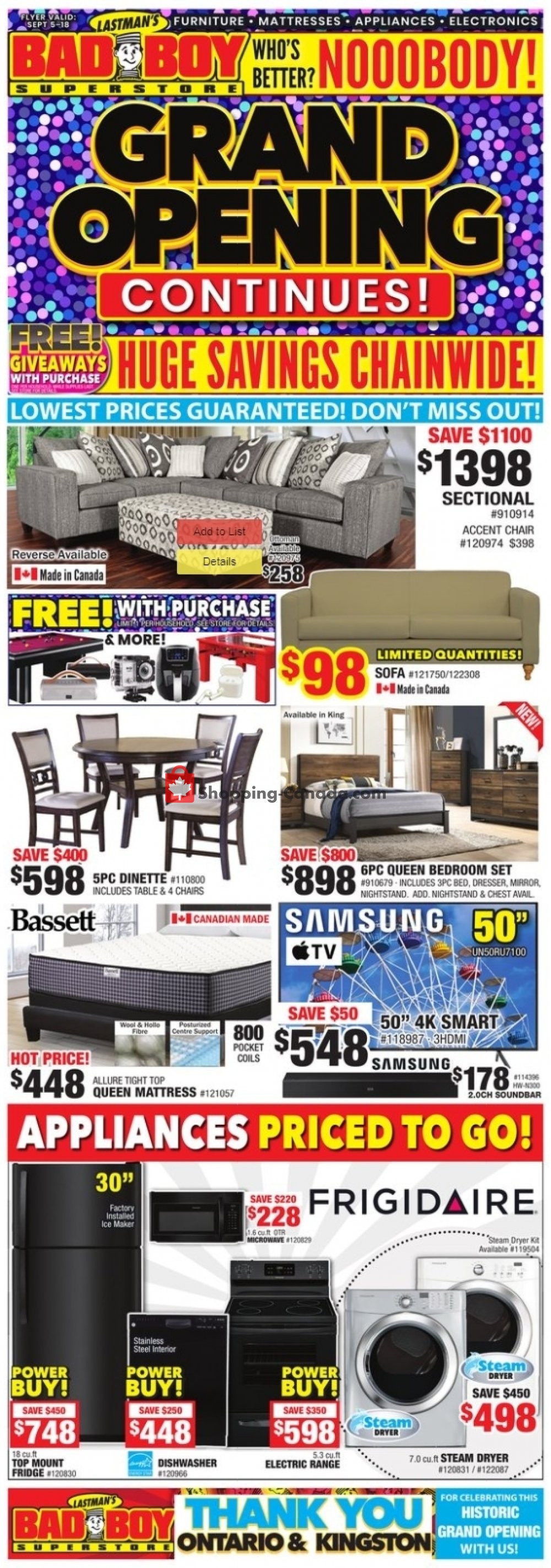 Lastman's Bad Boy flyer from Thursday September 5, 2019 to Wednesday September 18, 2019 - page 1