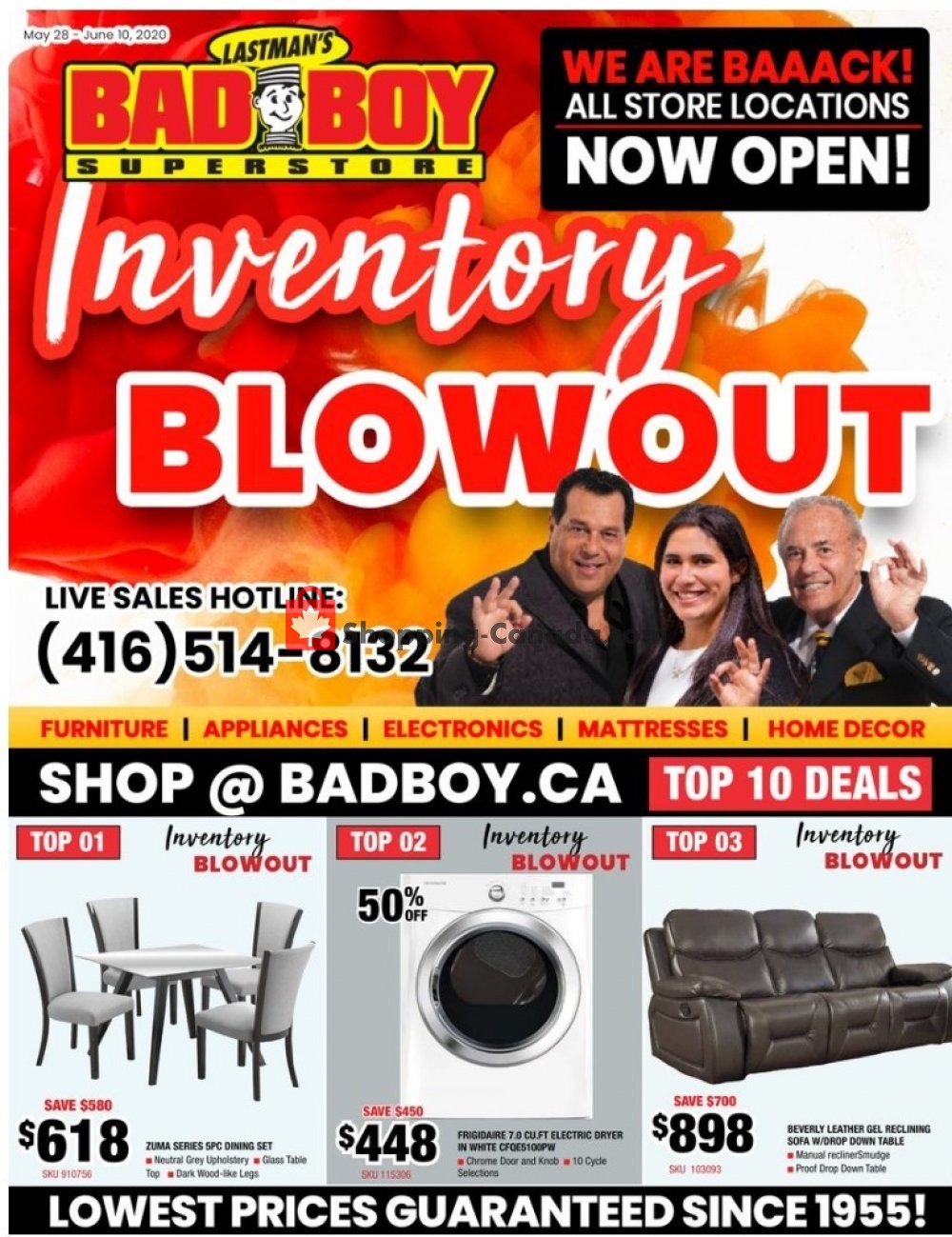Lastman's Bad Boy Canada, flyer (Inventory Blowout) May 28 June 16