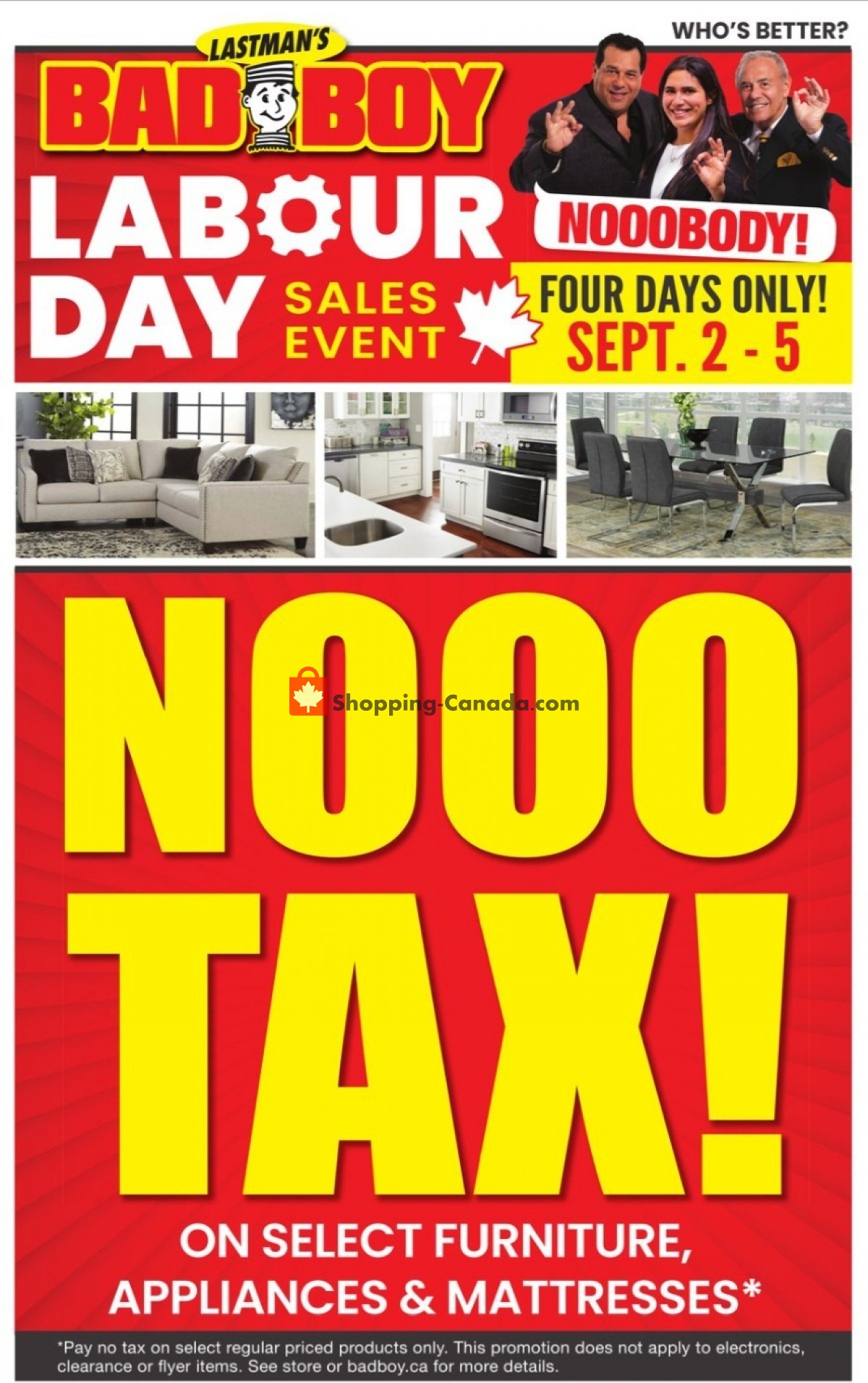 Lastman's Bad Boy Canada, flyer (Labour Day Sales Event) August 4