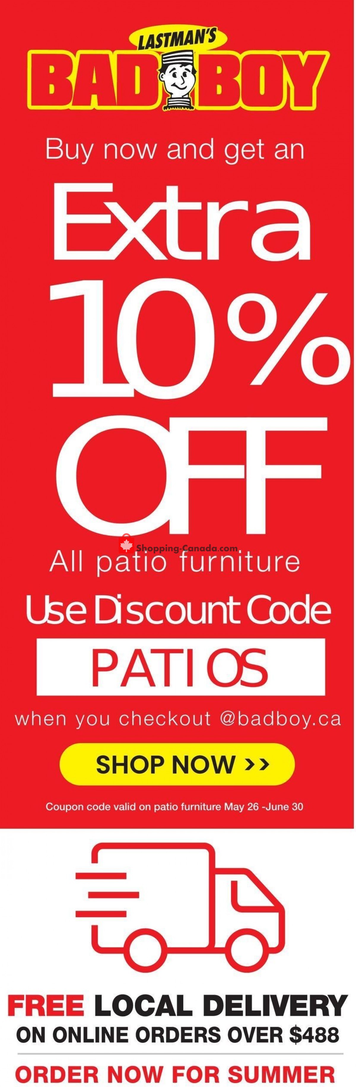 Lastman's Bad Boy Canada, flyer (Patio And Outdoor 2022 Trends) June