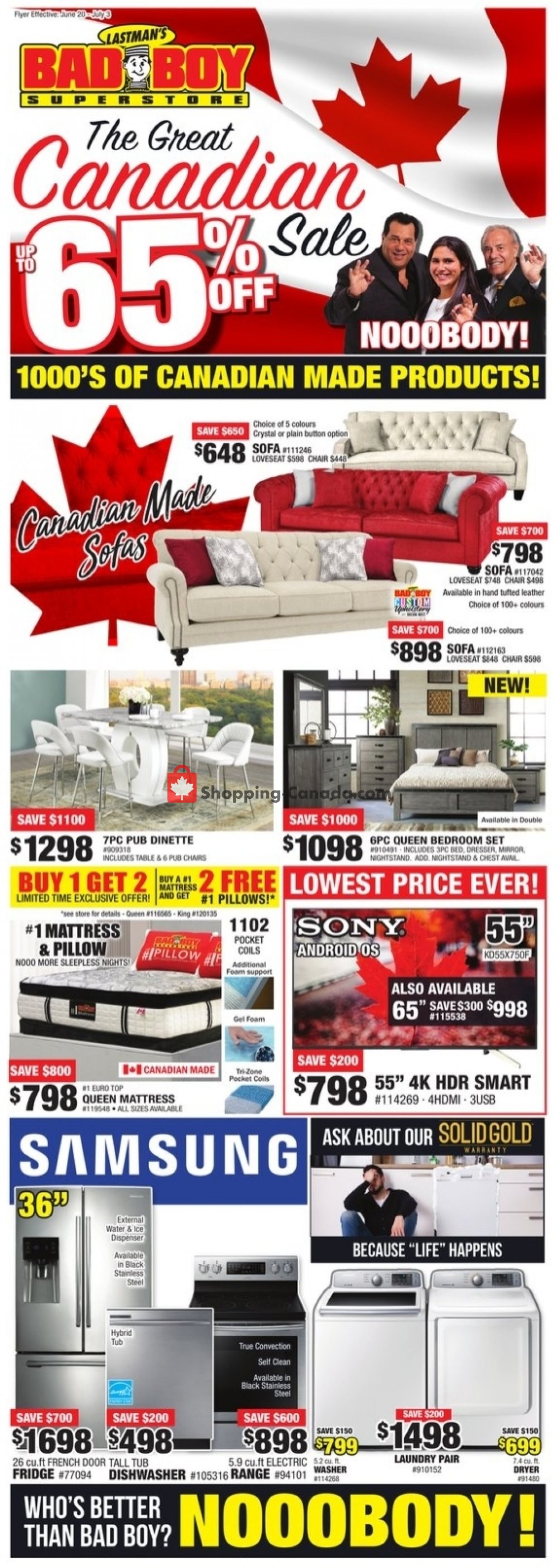 Lastman S Bad Boy Canada Flyer The Great Canadian Sale June 20 July 3 2019 Shopping Canada