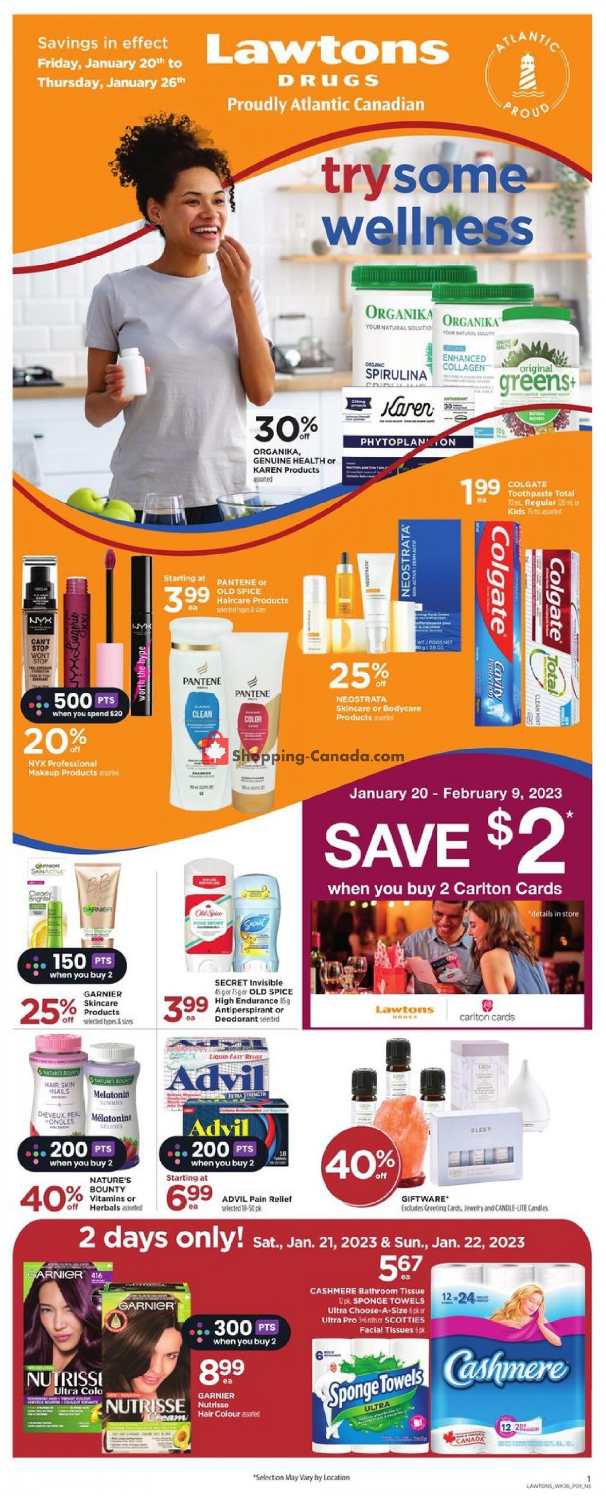 Lawtons Drugs flyer from Friday January 20, 2023 to Thursday January 26, 2023 - page 1