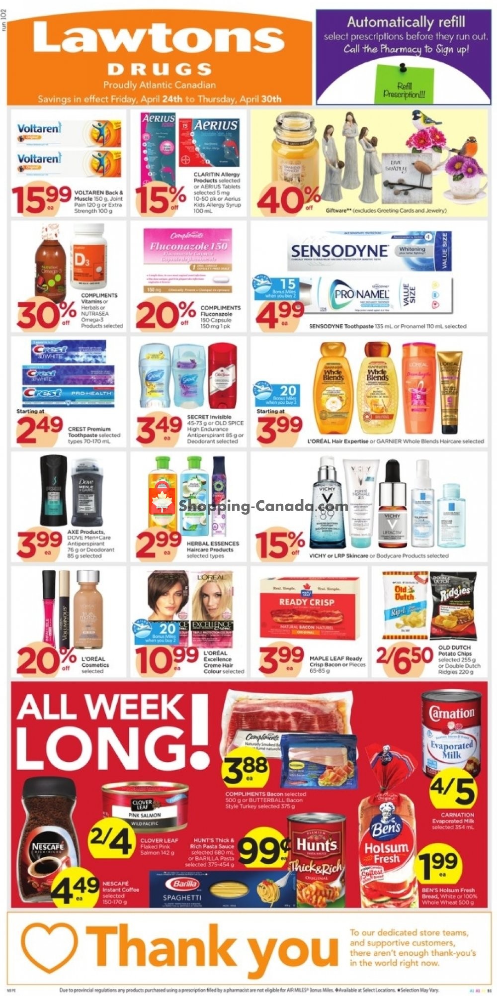 Lawtons Drugs flyer from Friday April 24, 2020 to Thursday April 30, 2020 - page 1