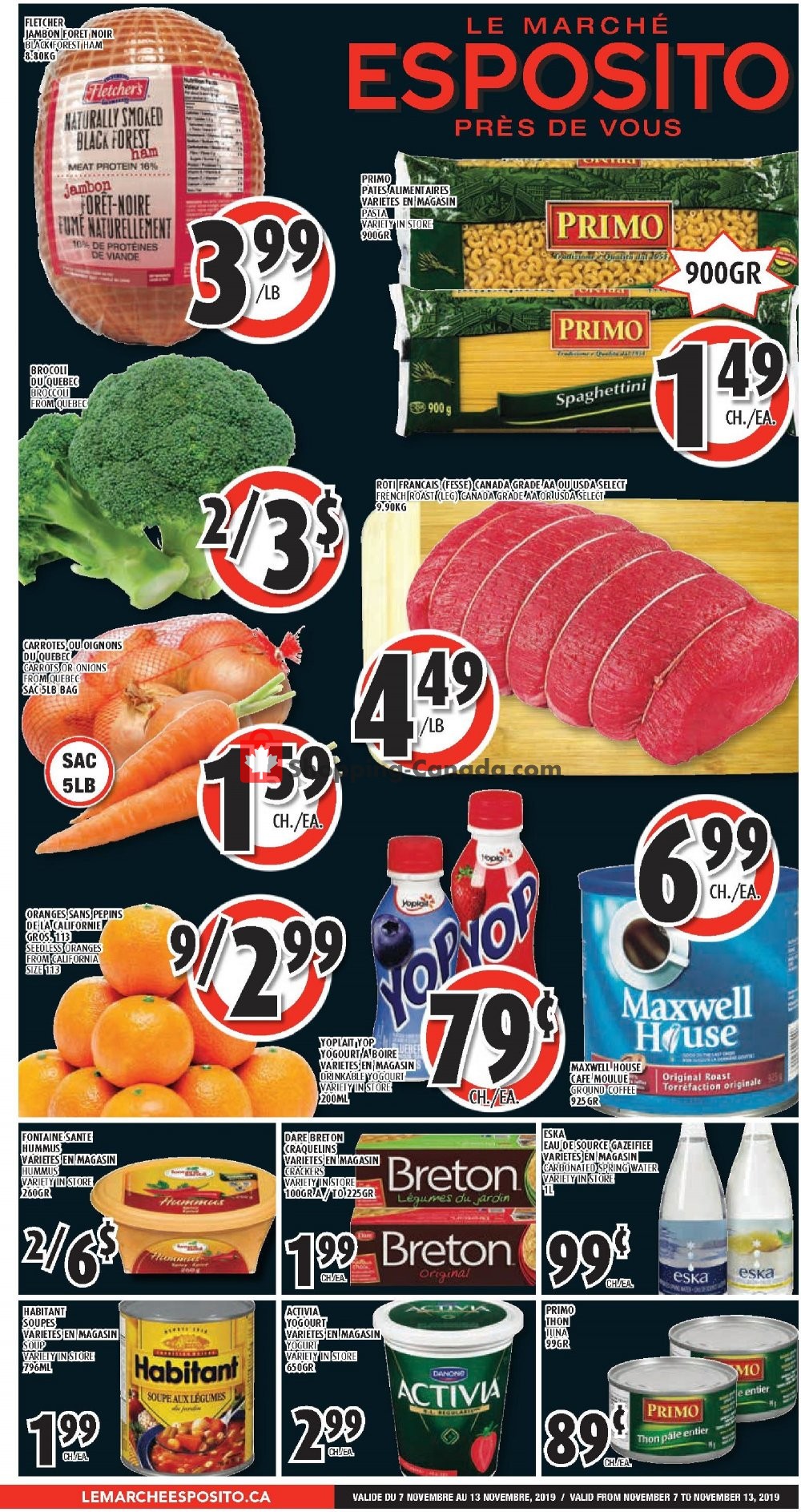 Le Marché Esposito flyer from Thursday November 7, 2019 to Wednesday November 13, 2019 - page 1