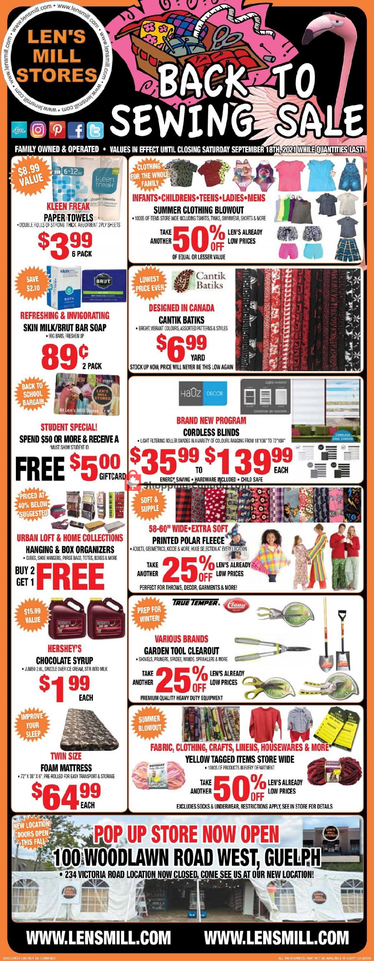 Len's Mill Stores flyer from Sunday September 5, 2021 to Saturday September 18, 2021 - page 1