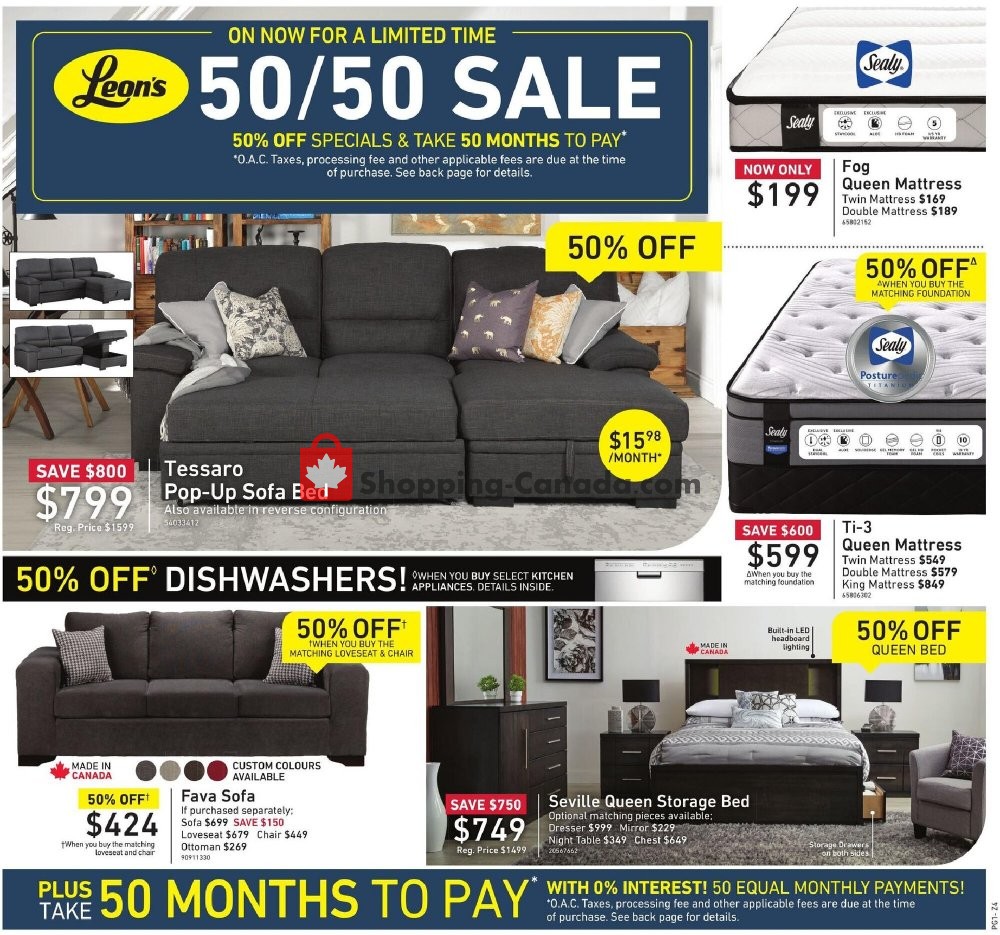 Leon's Furniture Canada, flyer (50 50 Sale West) September 17