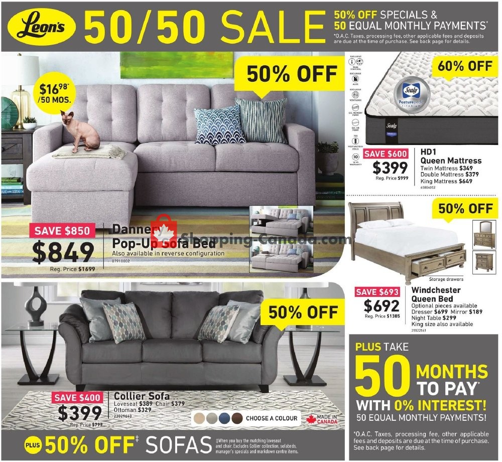 Leon's Furniture Canada, flyer (50/50 Sale) September 18 October 1