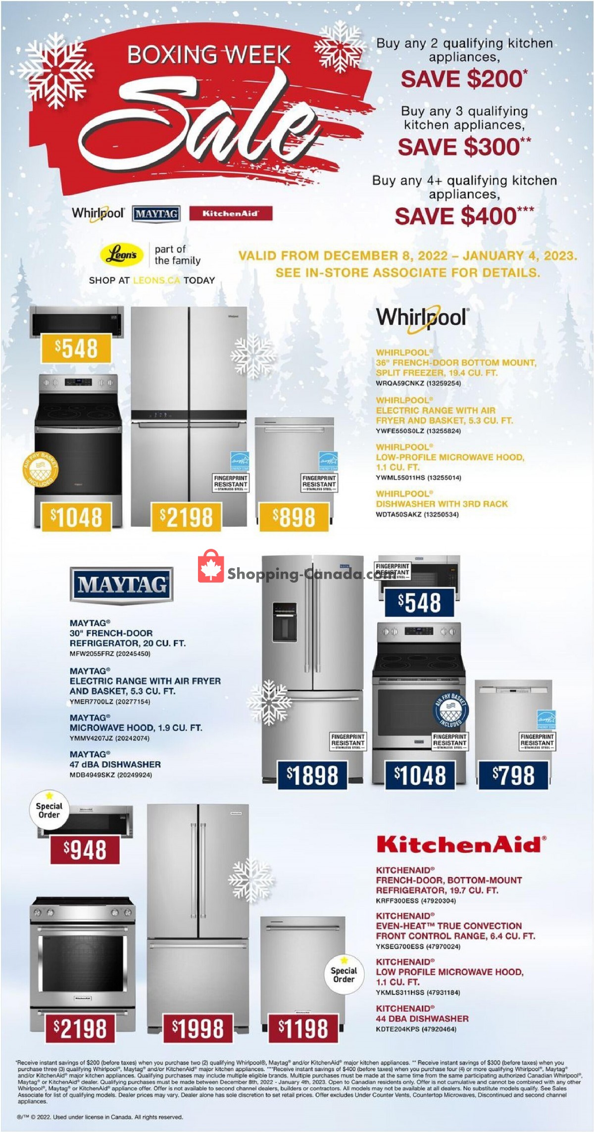 Leon's Furniture Canada, flyer (Appliance Sale ON) December 8