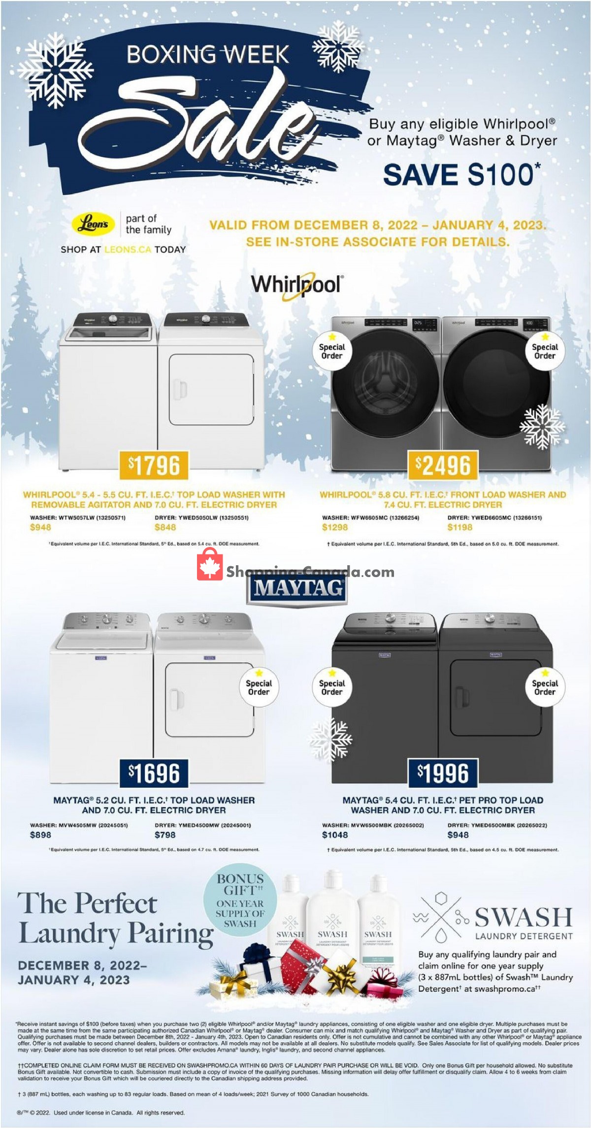 Leon's Furniture Canada, flyer (Appliance Sale ON) December 8