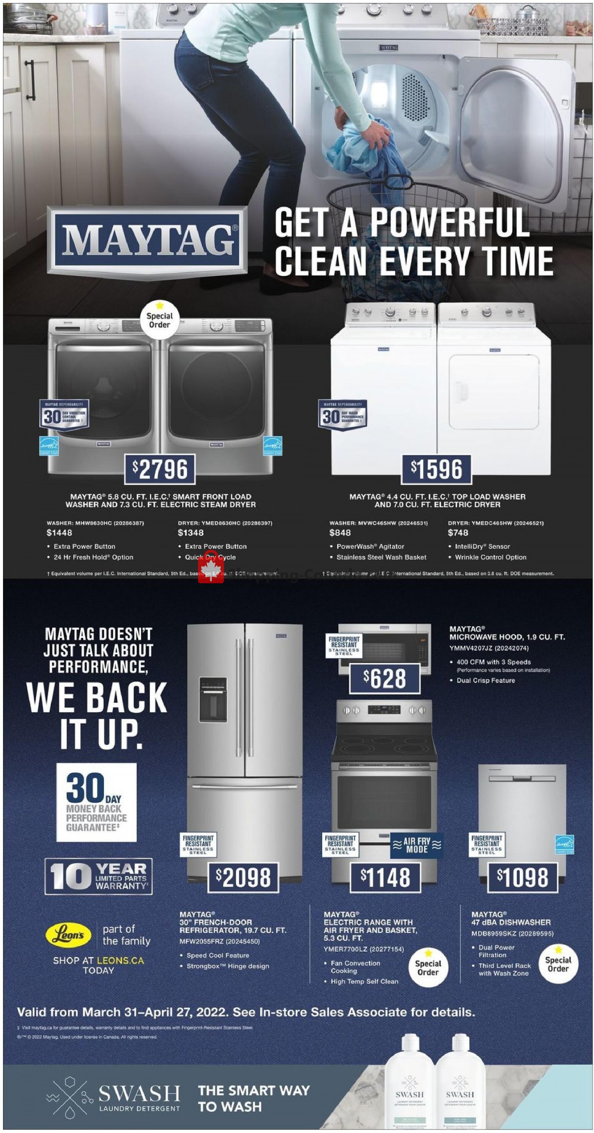 Leon's Furniture Canada, flyer (Appliance Sale ON) March 31 May