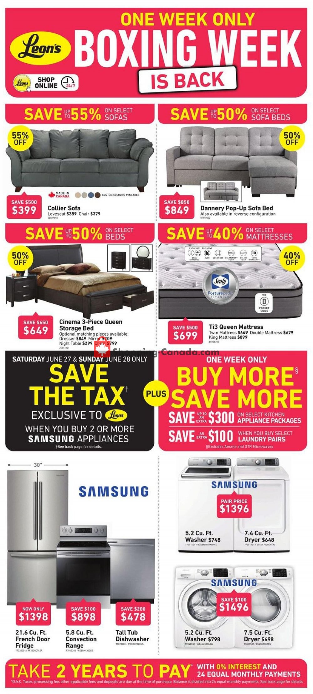 Leon's Furniture Canada, flyer (Boxing Week Is Back Atlantic) June