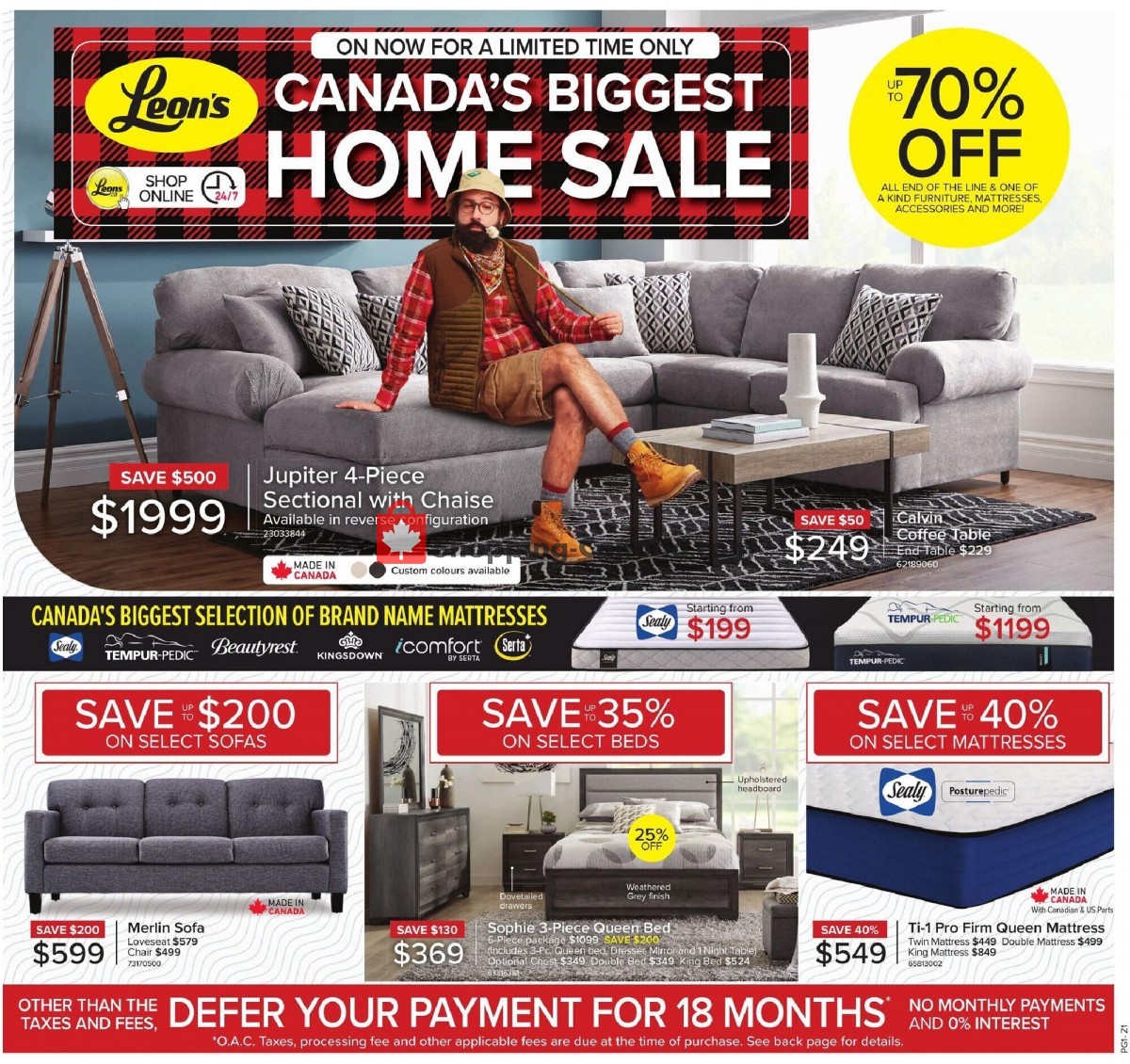 Leon's Furniture Canada, flyer (Canada's Biggest Home Sale ON