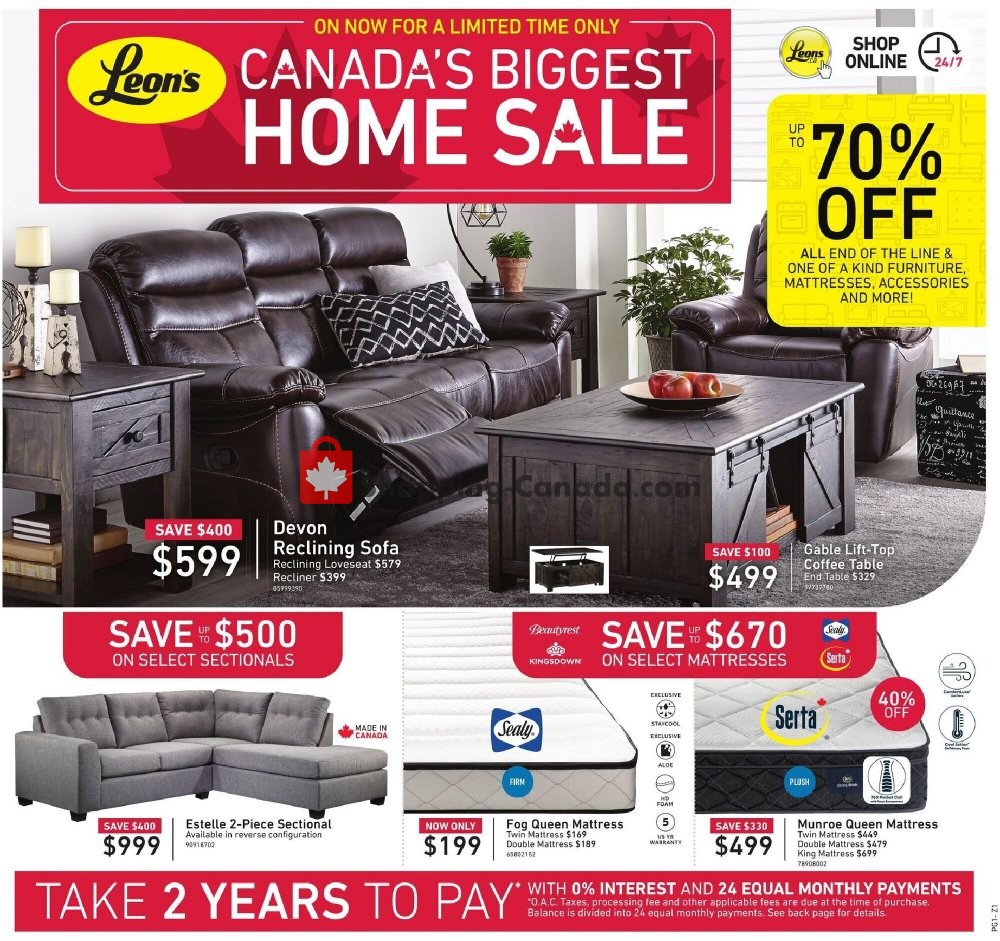 Leon's Furniture Canada, flyer (Canada's Biggest Home Sale ON