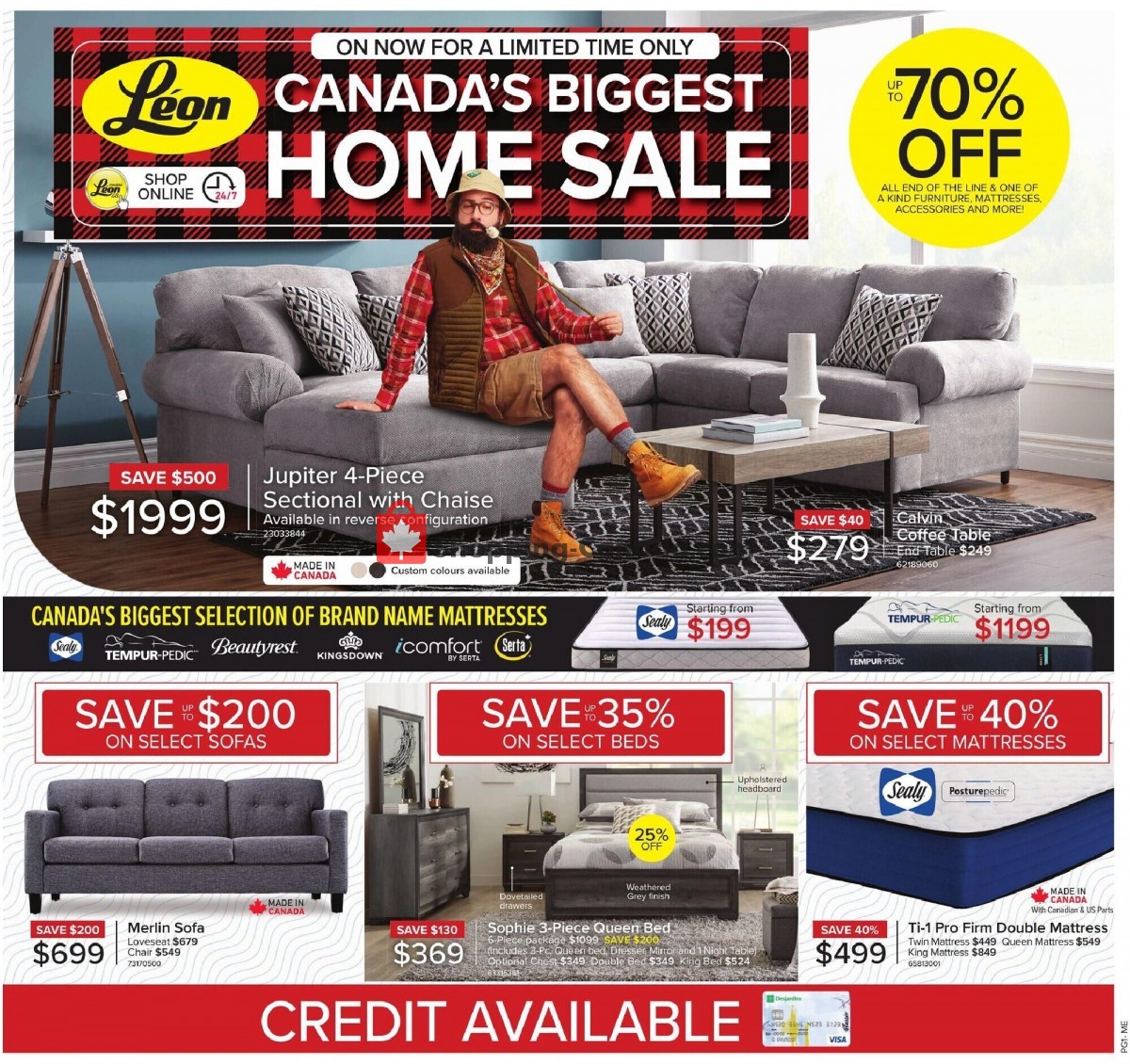 Leon's Furniture Canada, flyer (Canada's Biggest Home Sale QC) August 19 September 8