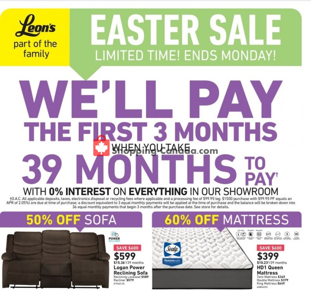 Leon's Furniture flyer from Thursday April 18, 2019 to Tuesday April 23, 2019 - page 1