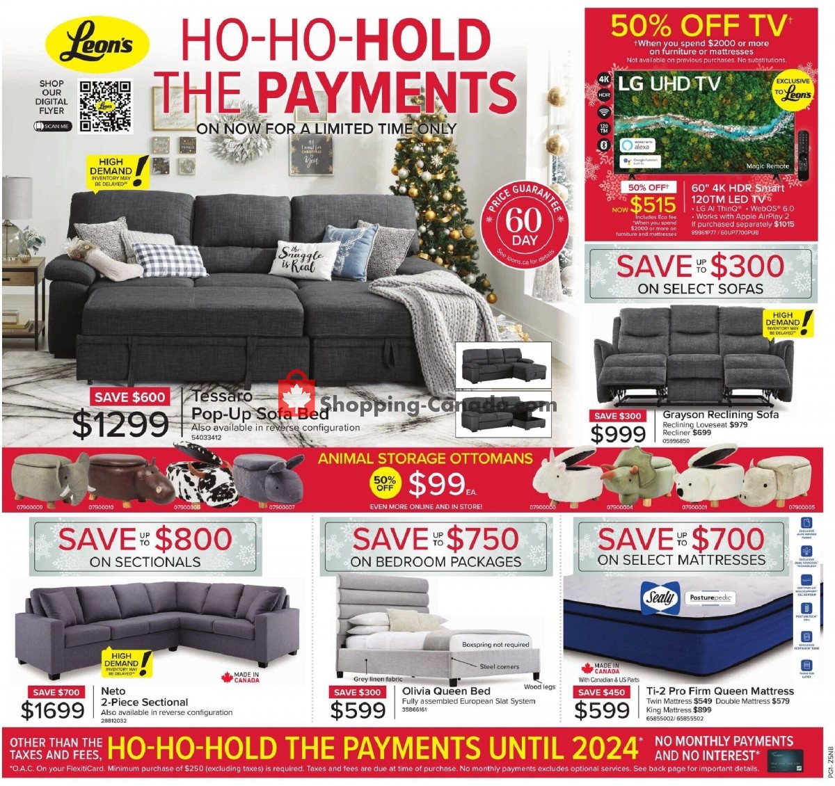 Leon's Furniture Canada, flyer (Ho Ho Hold The Payments Atlantic