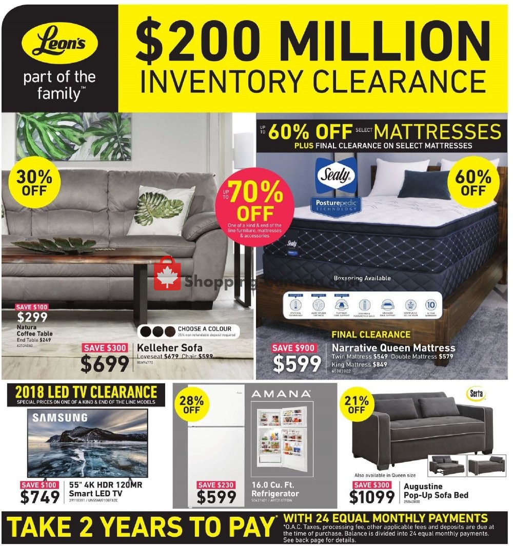 Leon's Furniture Canada, flyer (Inventory Clearance Atlantic