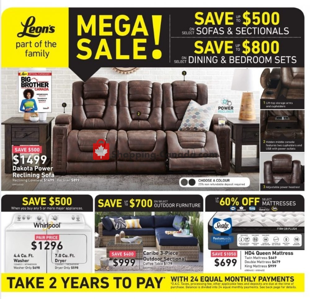 Leon's Furniture Canada, flyer (Mega Sale) May 1 May 15, 2019 Shopping Canada