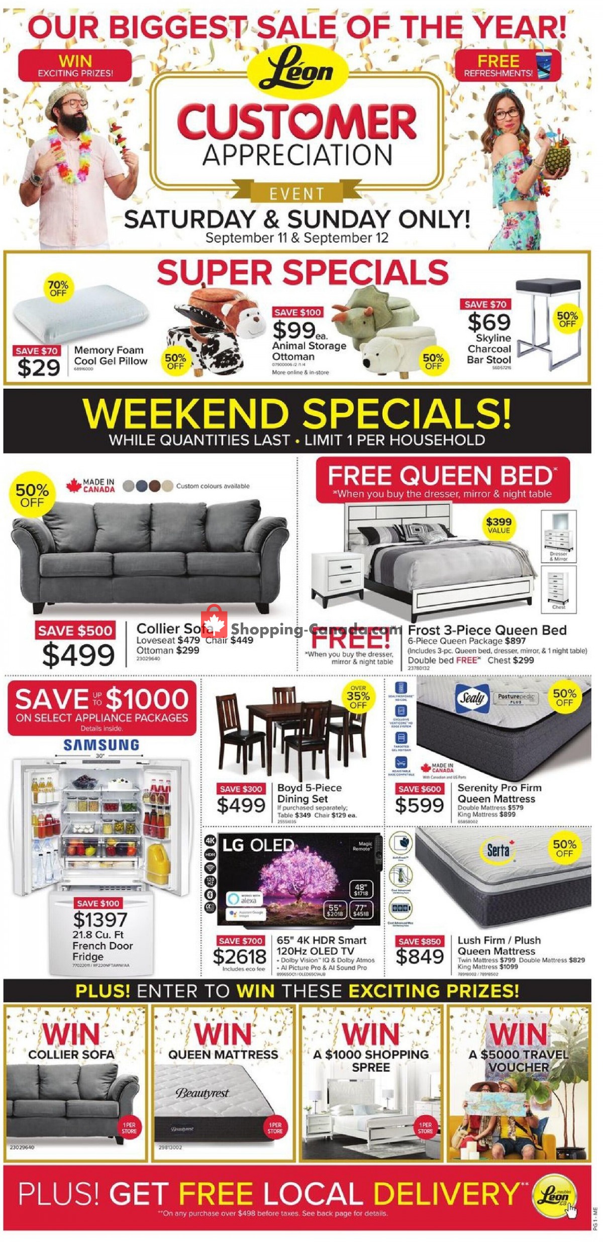 Leon's Furniture Canada, flyer (Our Biggest Sale of The Year QC