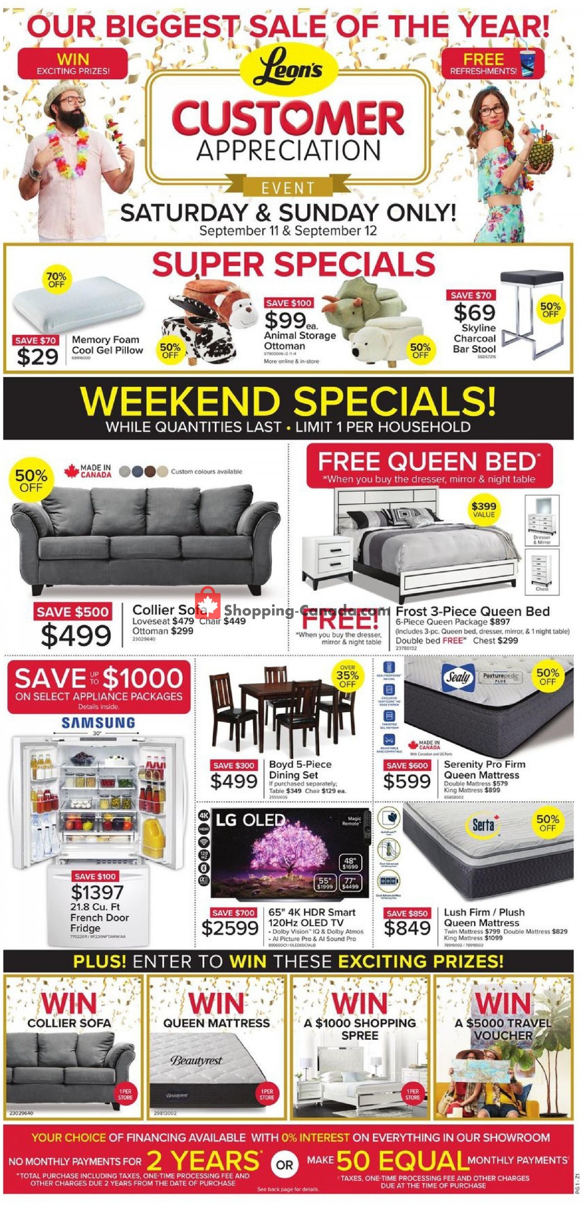 Leon's Furniture Canada, flyer (Our Biggest Sale Of TheYear ON
