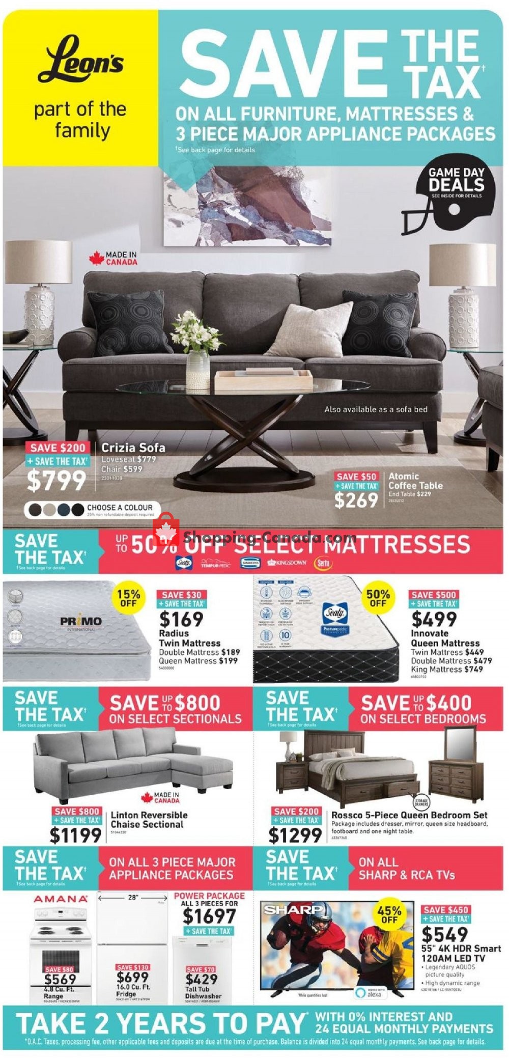 Leon S Furniture Canada Flyer Save The Tax January 23