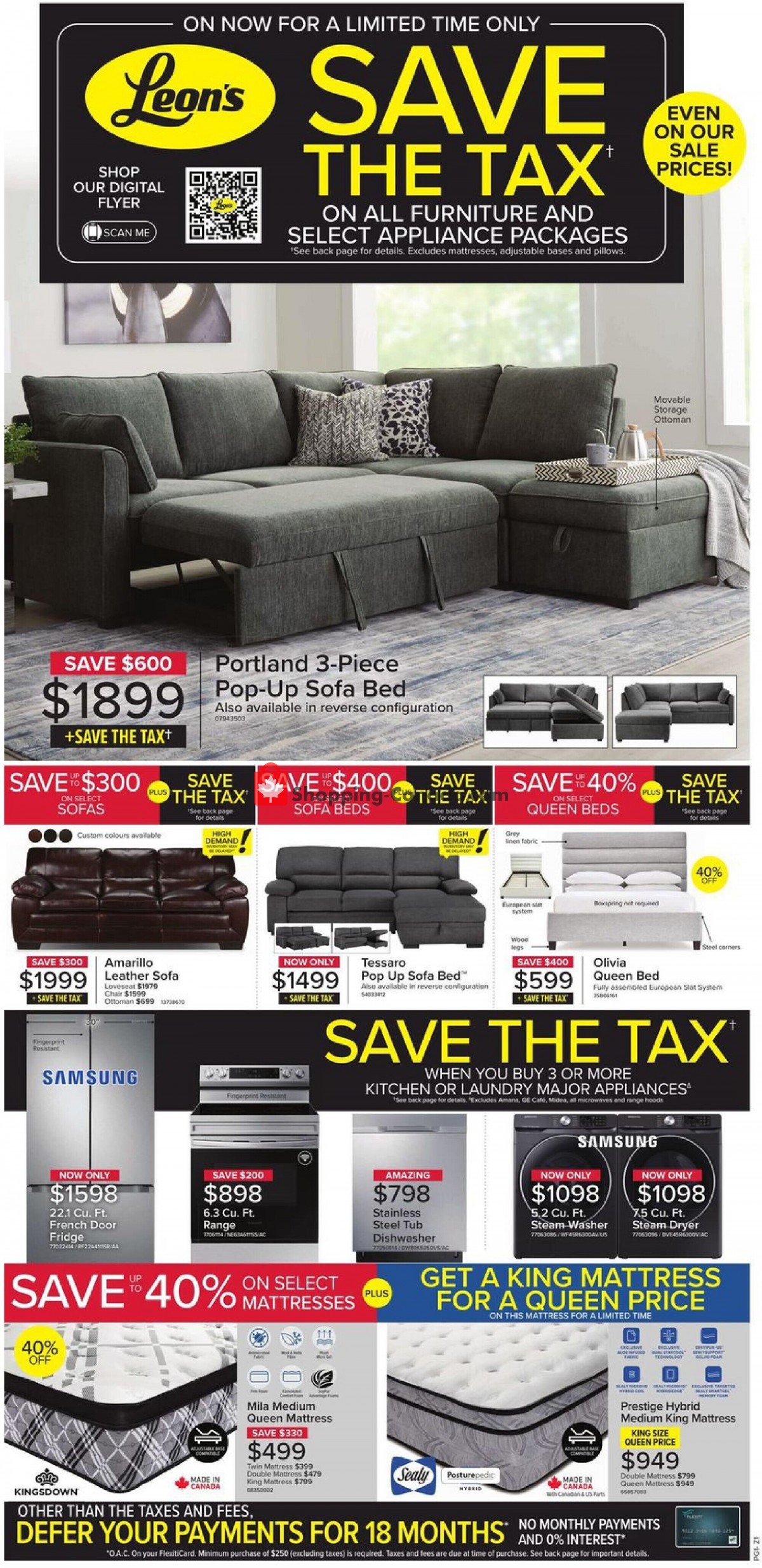 Leon's Furniture Canada, flyer (Save The Tax ON) January 20 February 9, 2022 Shopping