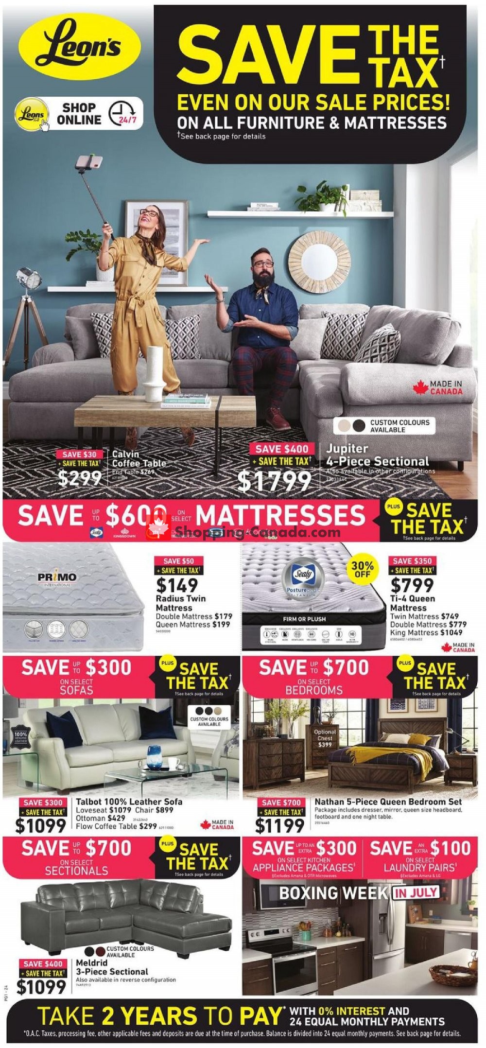 Leon's Furniture flyer from Friday July 3, 2020 to Wednesday July 15, 2020 - page 1