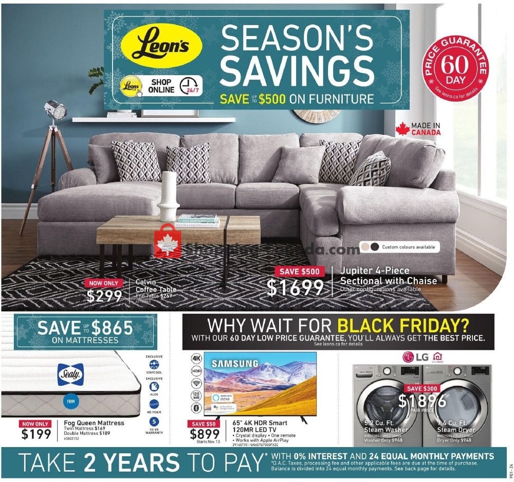 Leon's Furniture Canada, flyer (Season's Savings West) November 5