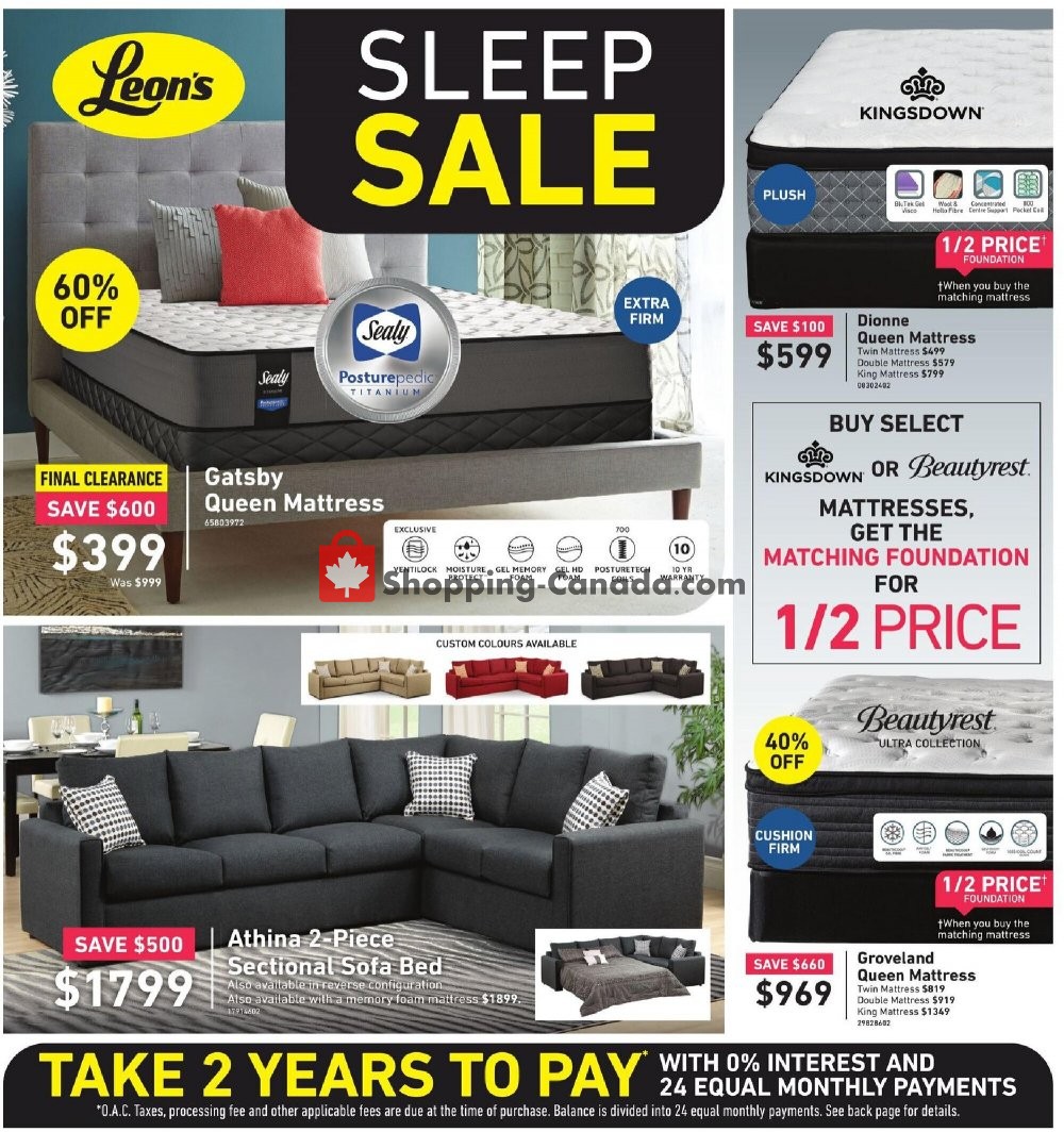 Leon's Furniture Canada, flyer (Sleep Sale West) July 29 August