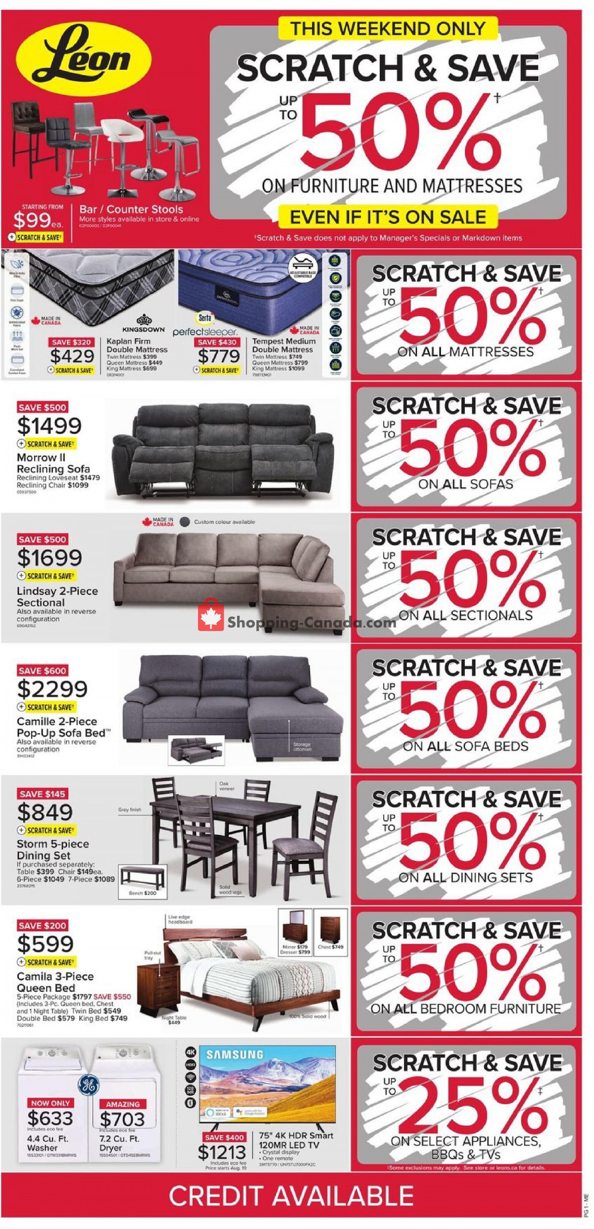 Leon's Furniture Canada, flyer (Special Offer QC) August 18