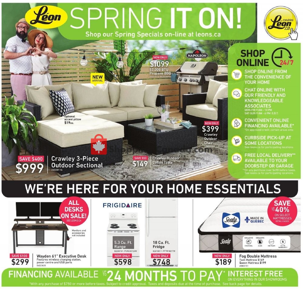 Leon's Furniture Canada, flyer (Spring It ON QC) April 30 May 28