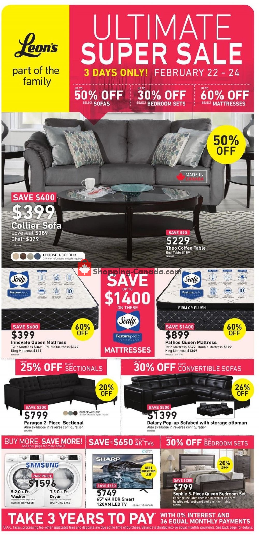 Leon's Furniture flyer from Friday February 22, 2019 to Sunday February 24, 2019 - page 1