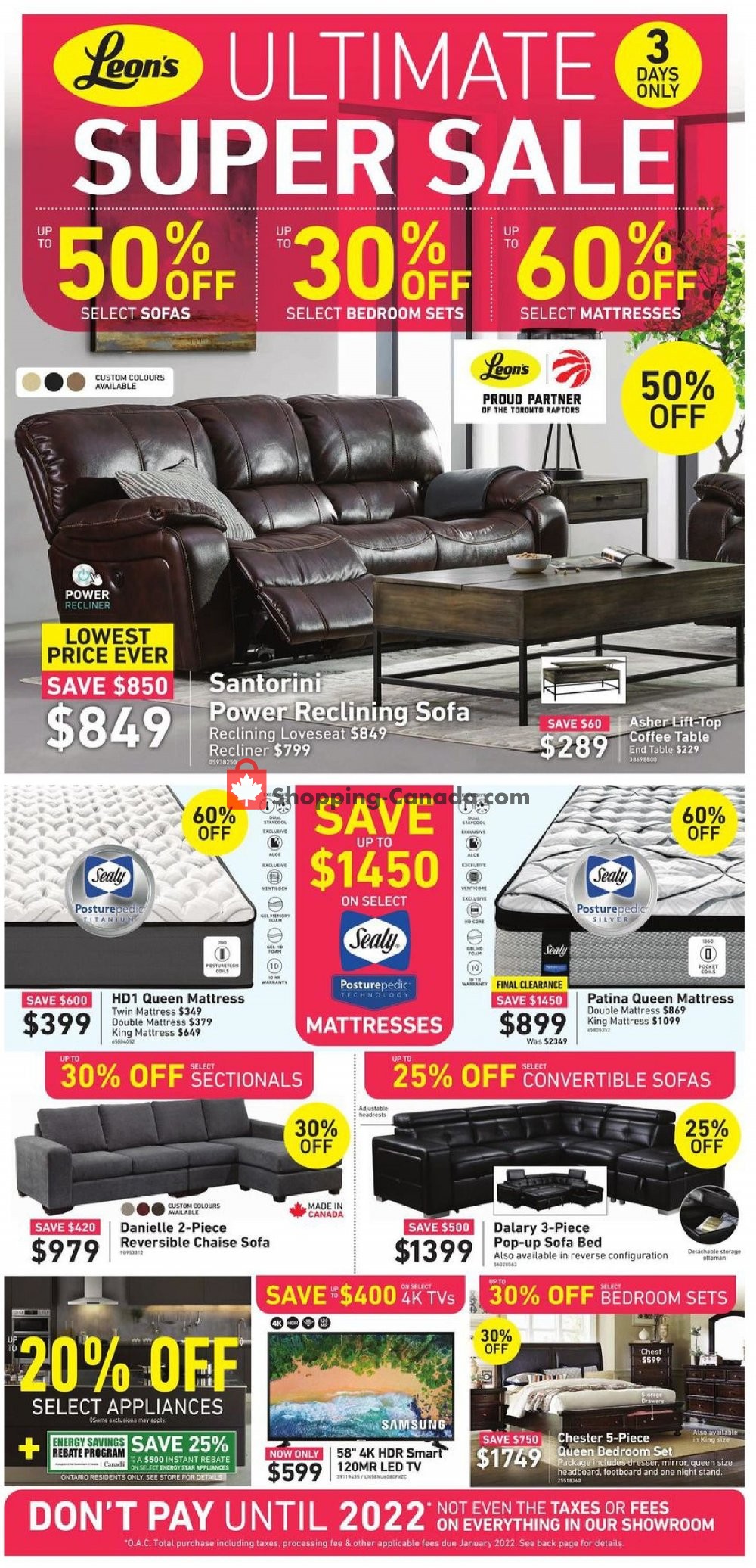 Leon's Furniture Canada, flyer (Ultimate Super Sale) February 20 February 26, 2020