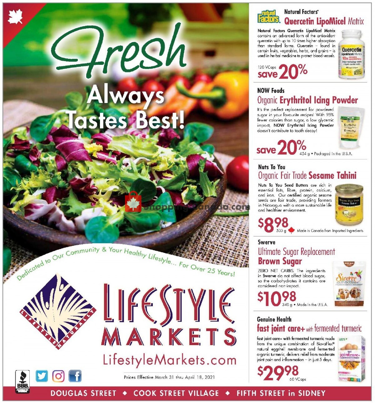 Lifestyle Markets flyer from Wednesday March 31, 2021 to Sunday April 18, 2021 - page 1