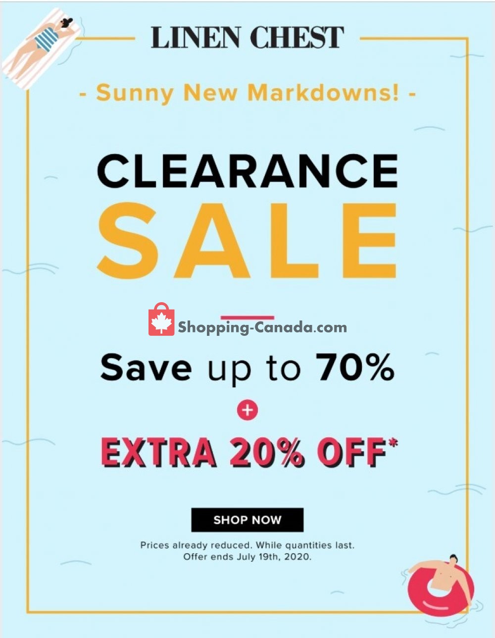 Linen Chest Canada, flyer (Clearance Sale) July 10 July 19, 2020