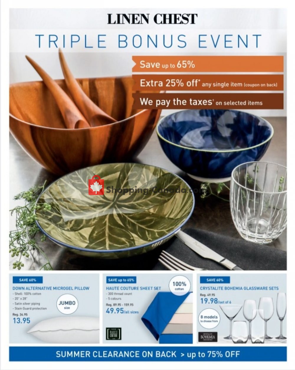Linen Chest Canada, flyer (Triple Bonus Event) August 26 September