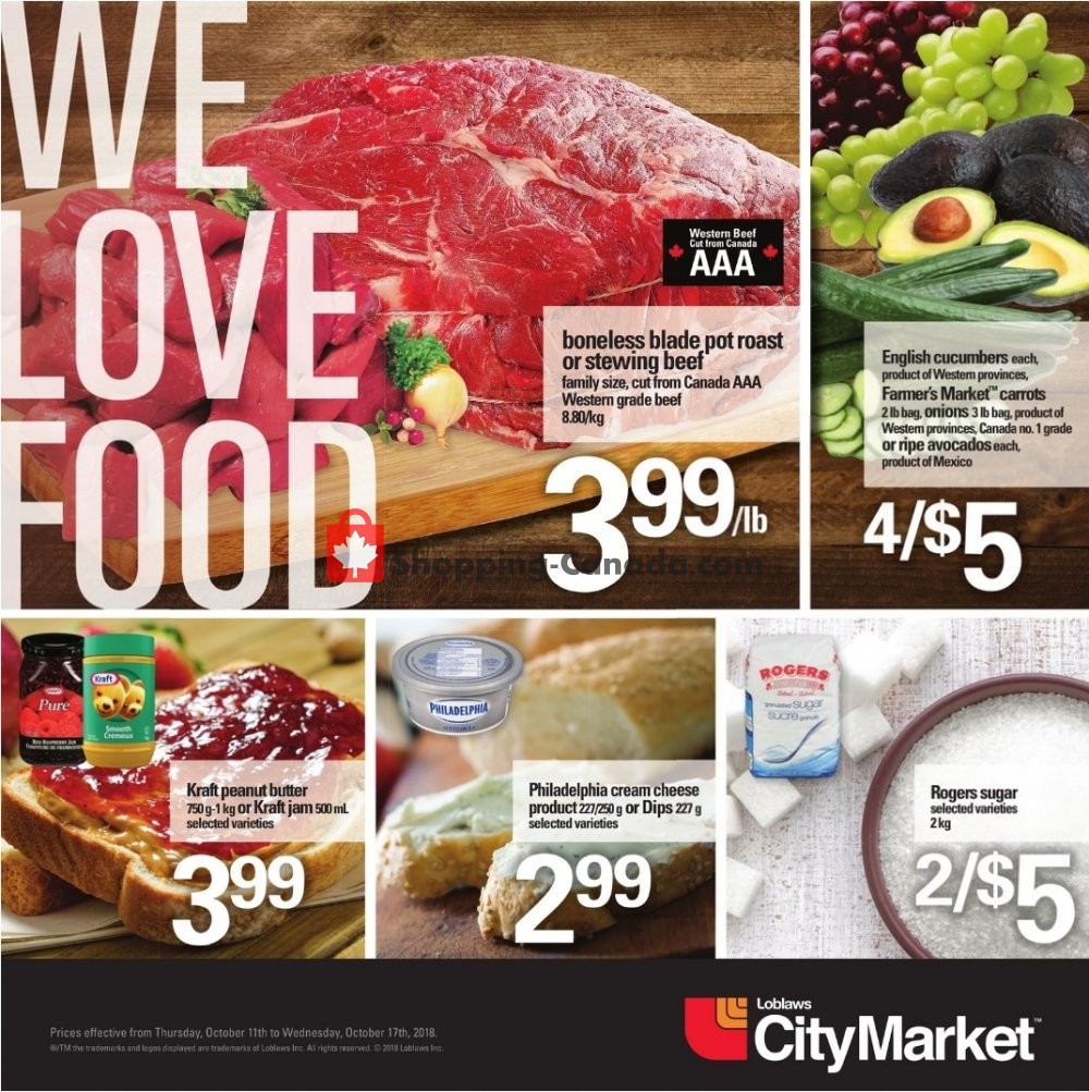 Loblaws flyer from Thursday October 11, 2018 to Wednesday October 17, 2018 - page 1