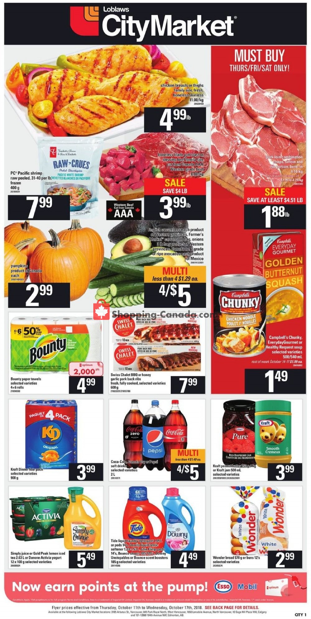 Loblaws flyer from Thursday October 11, 2018 to Wednesday October 17, 2018 - page 1