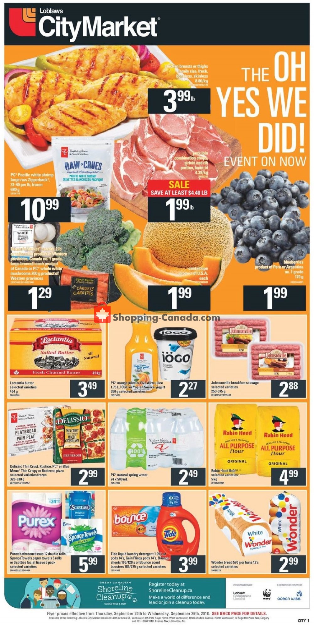 Loblaws flyer from Thursday September 20, 2018 to Wednesday September 26, 2018 - page 1