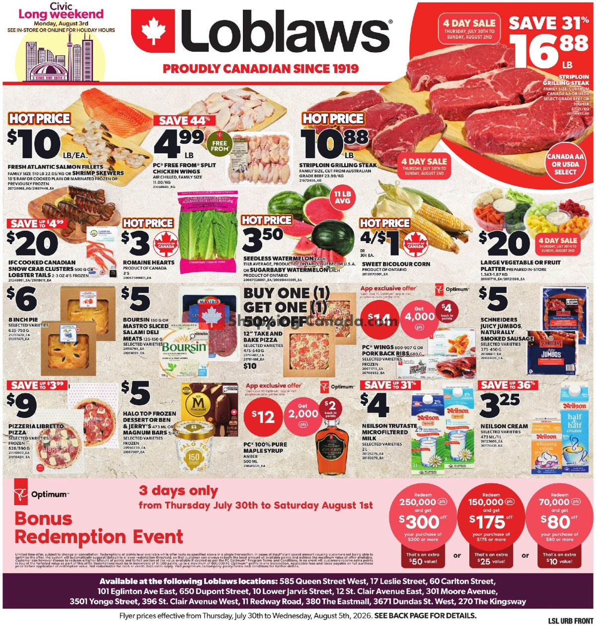 Loblaws flyer from Thursday July 30, 2026 to Wednesday August 5, 2026 - page 1
