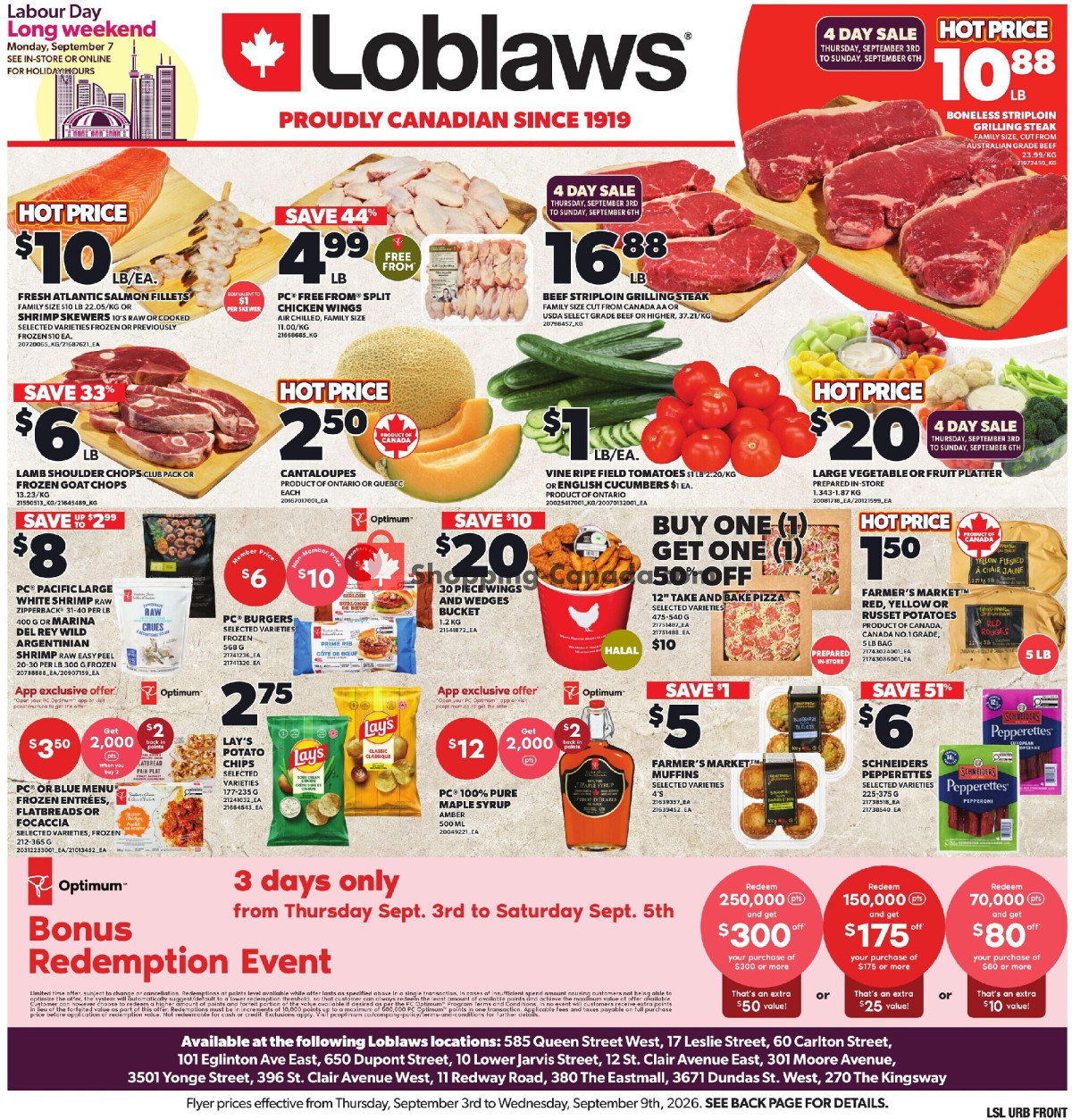 Loblaws flyer from Thursday September 3, 2026 to Wednesday September 9, 2026 - page 1