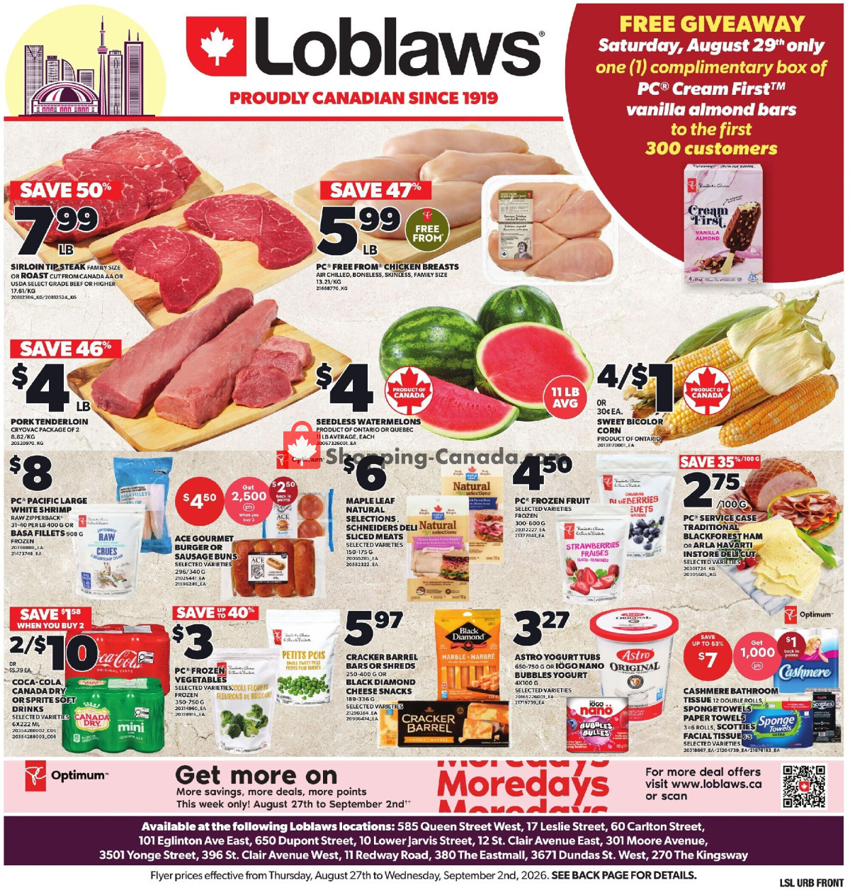 Loblaws flyer from Thursday August 27, 2026 to Wednesday September 2, 2026 - page 1