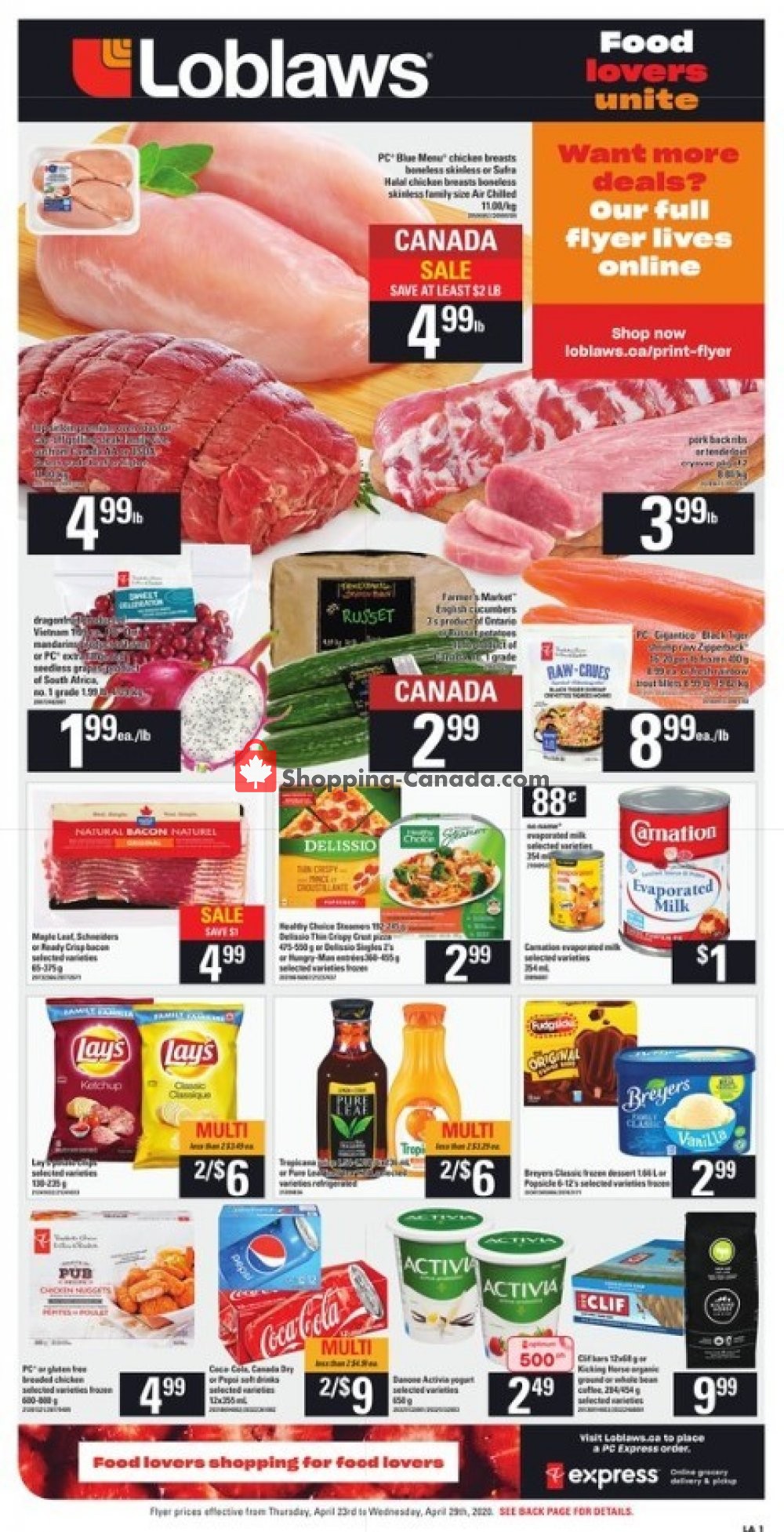 Loblaws Canada, flyer (Food Lovers Unit) April 23 April 29, 2020