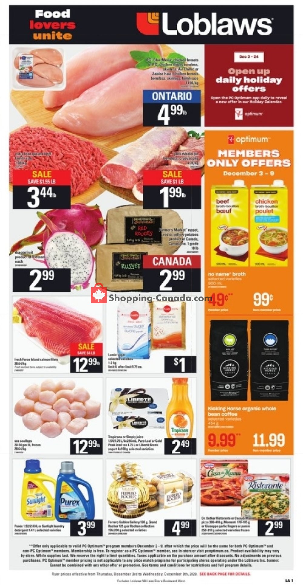 Loblaws Canada, flyer (Food Lovers Unit) December 3 December 9