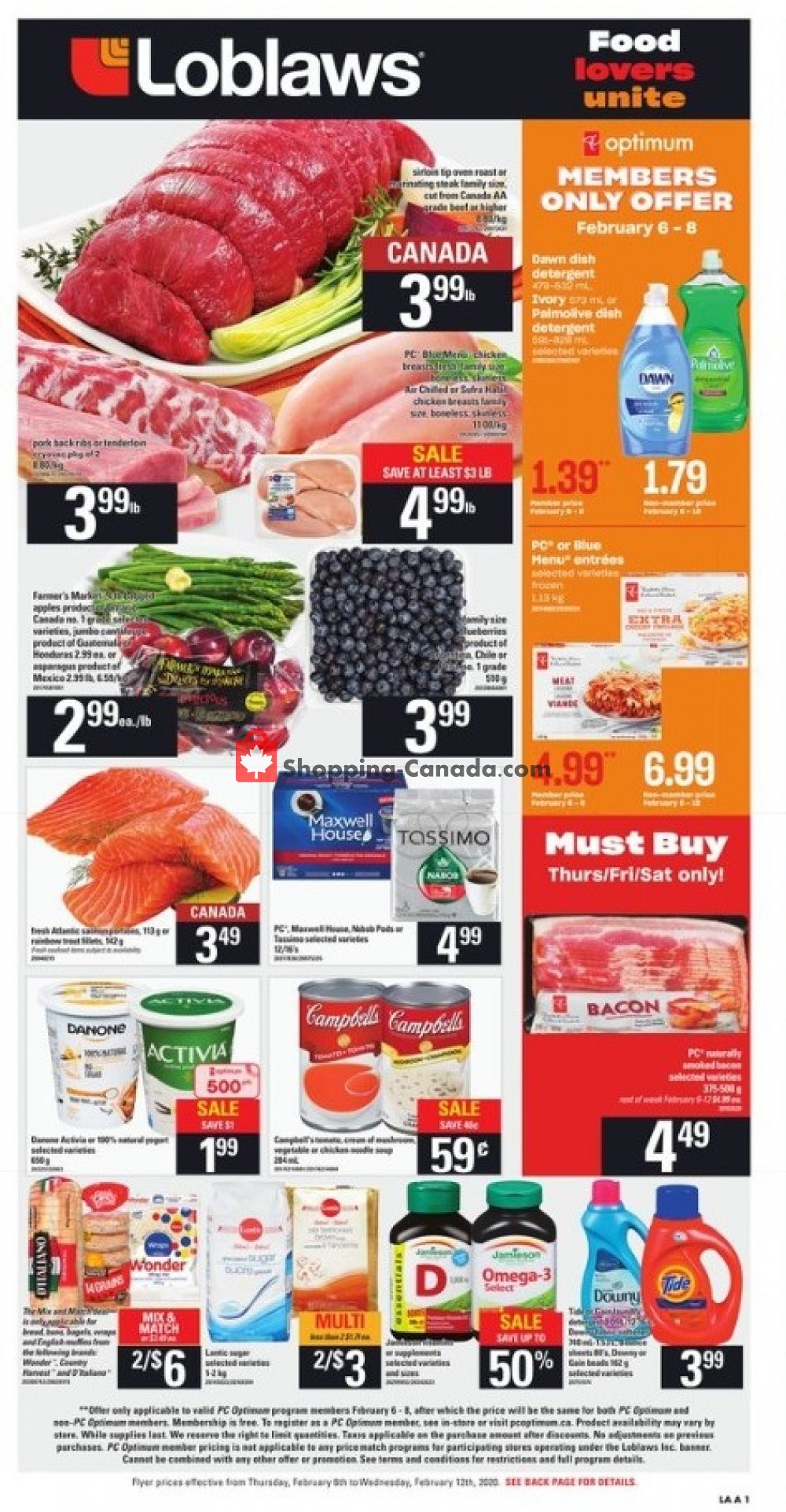 Loblaws flyer from Thursday February 6, 2020 to Wednesday February 12, 2020 - page 1