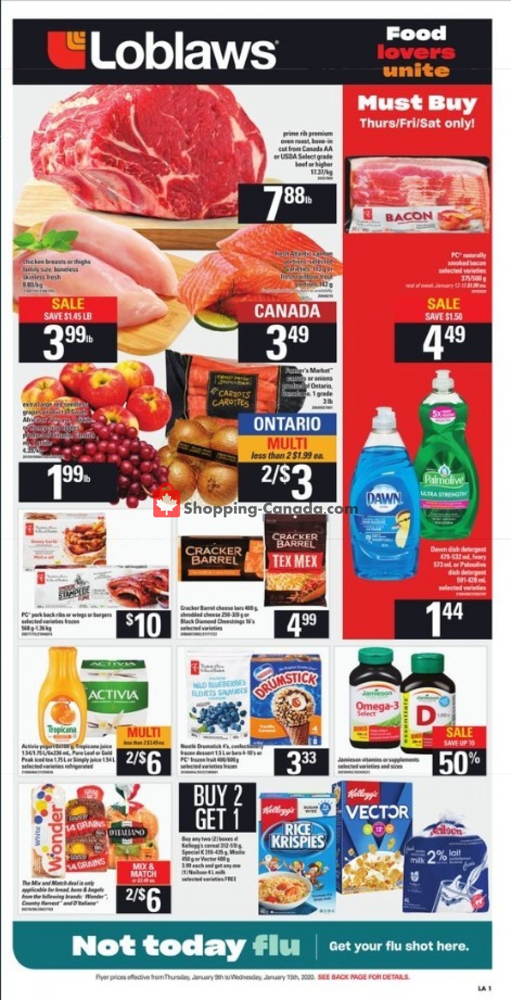 Loblaws flyer from Thursday January 9, 2020 to Wednesday January 15, 2020 - page 1