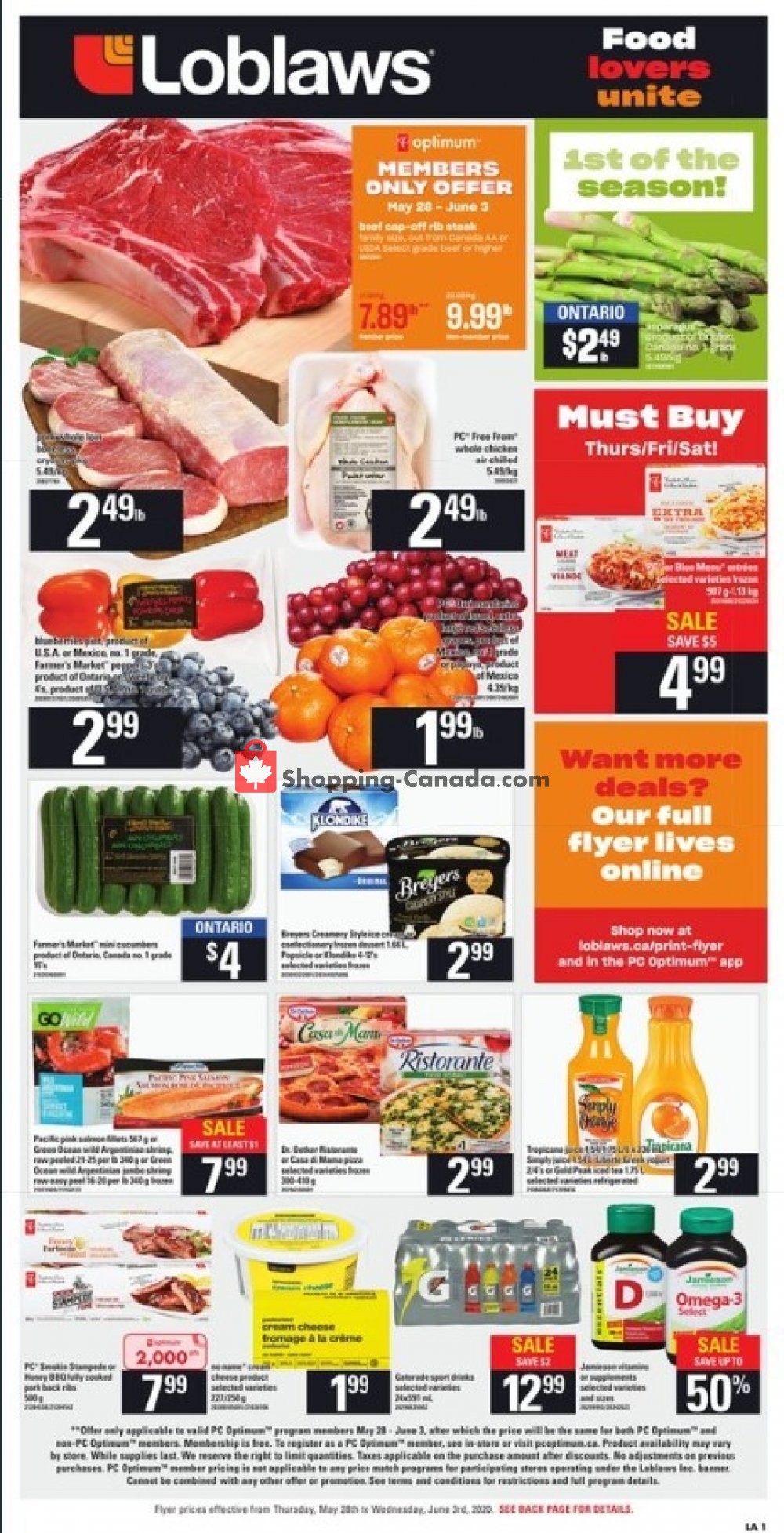 Loblaws Canada, flyer (Food Lovers Unit) May 28 June 3, 2020