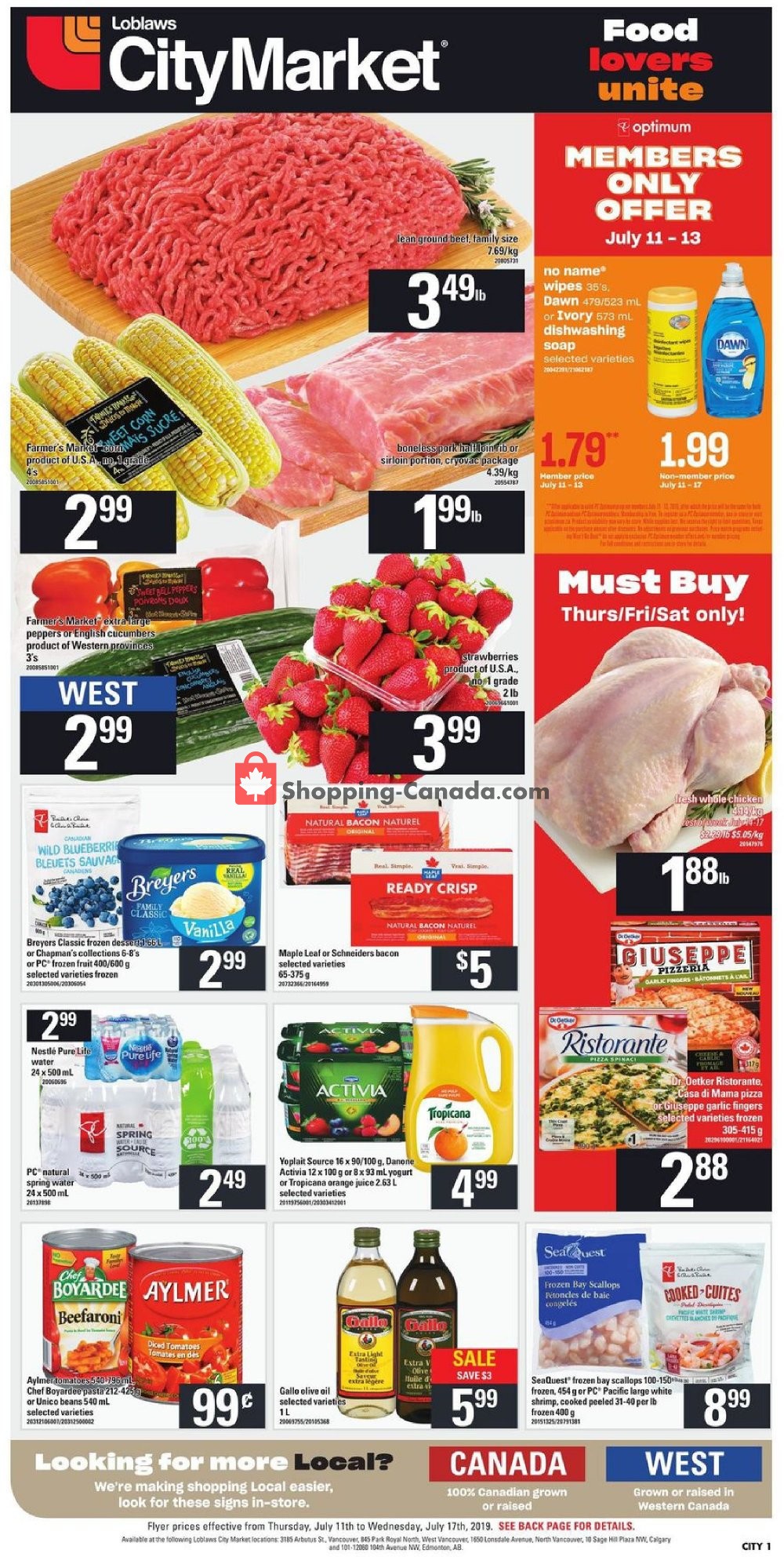 Loblaws flyer from Thursday July 11, 2019 to Wednesday July 17, 2019 - page 1