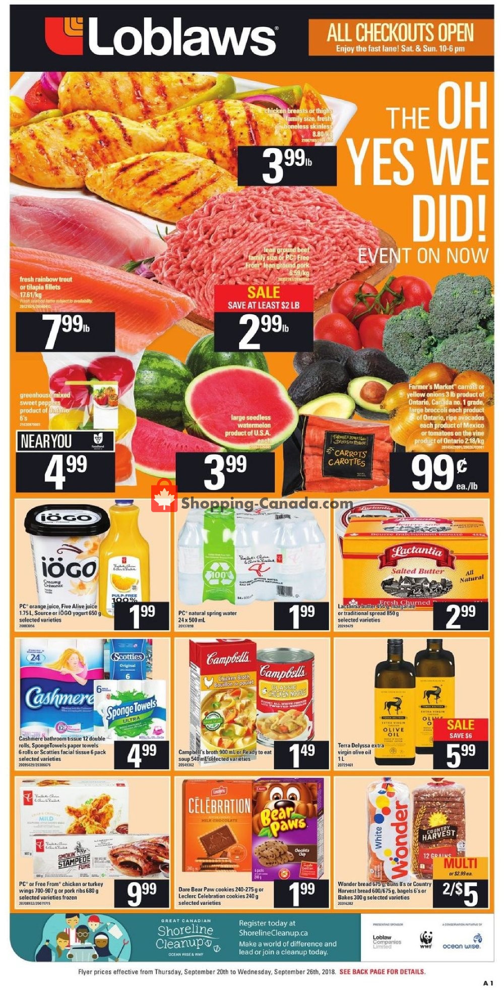 Loblaws flyer from Thursday September 20, 2018 to Wednesday September 26, 2018 - page 1